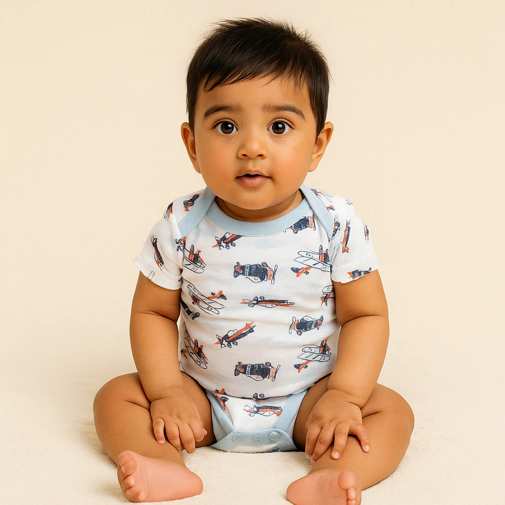 Baby Short Sleeves Bodysuit Multi Design & Multi Character White - Sunshine