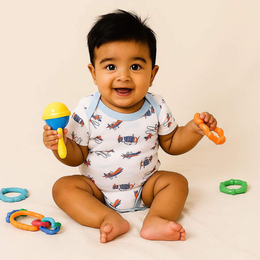 Baby Short Sleeves Bodysuit Multi Design & Multi Character White - Sunshine - Image 3