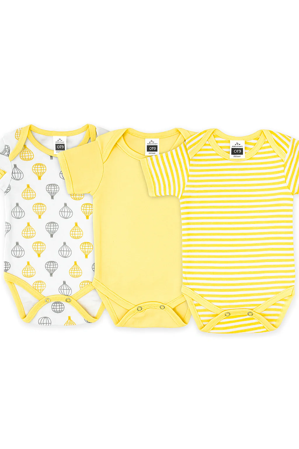 Baby Short Sleeves Bodysuit Pack Of 3 Air Ballon Yellow - Sunshine