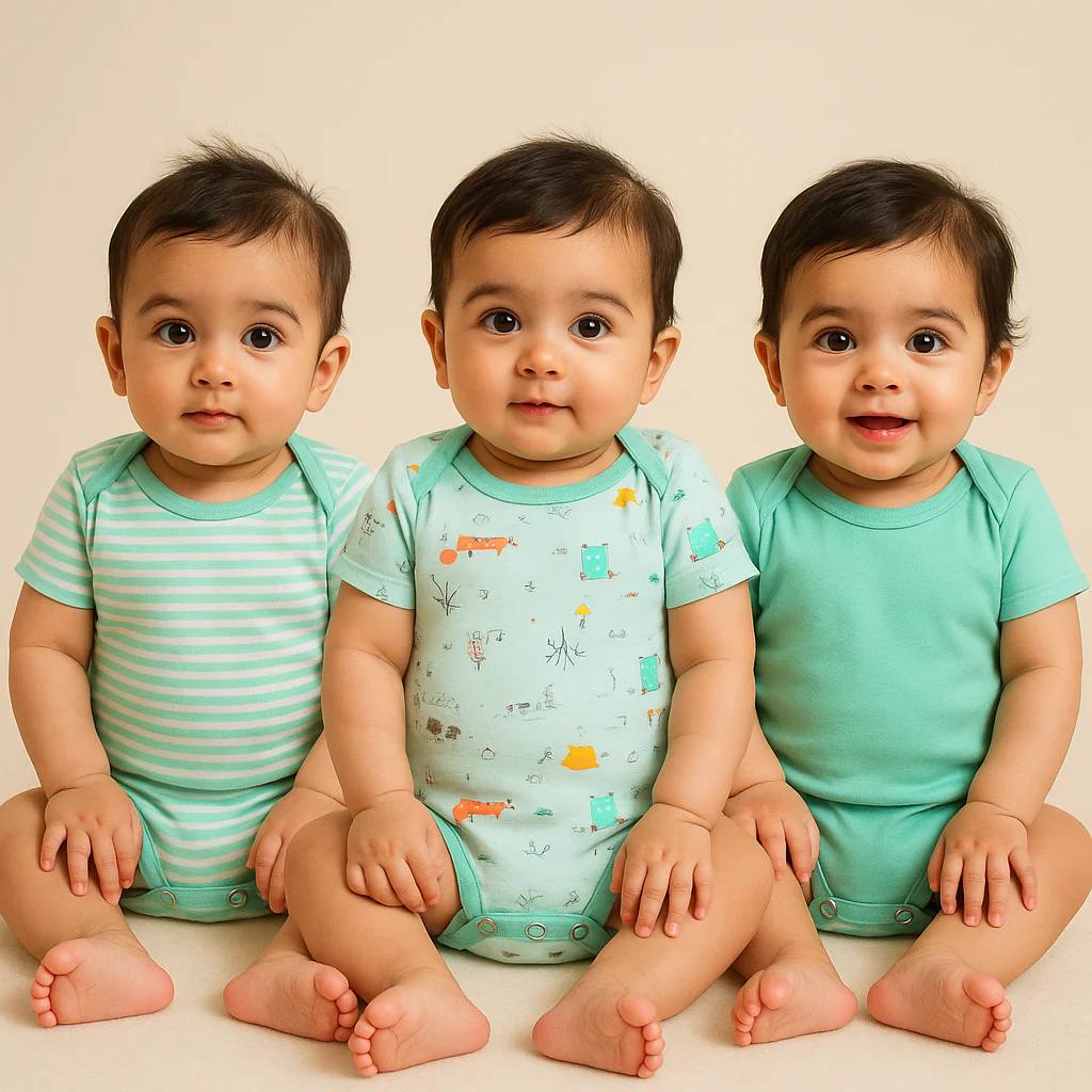 Baby Short Sleeves Bodysuit Pack Of 3 Light Blue - Sunshine - Image 2
