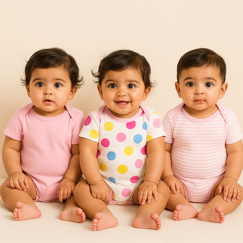 Baby Short Sleeves Bodysuit Pack Of 3 Pink - Sunshine - Image 2