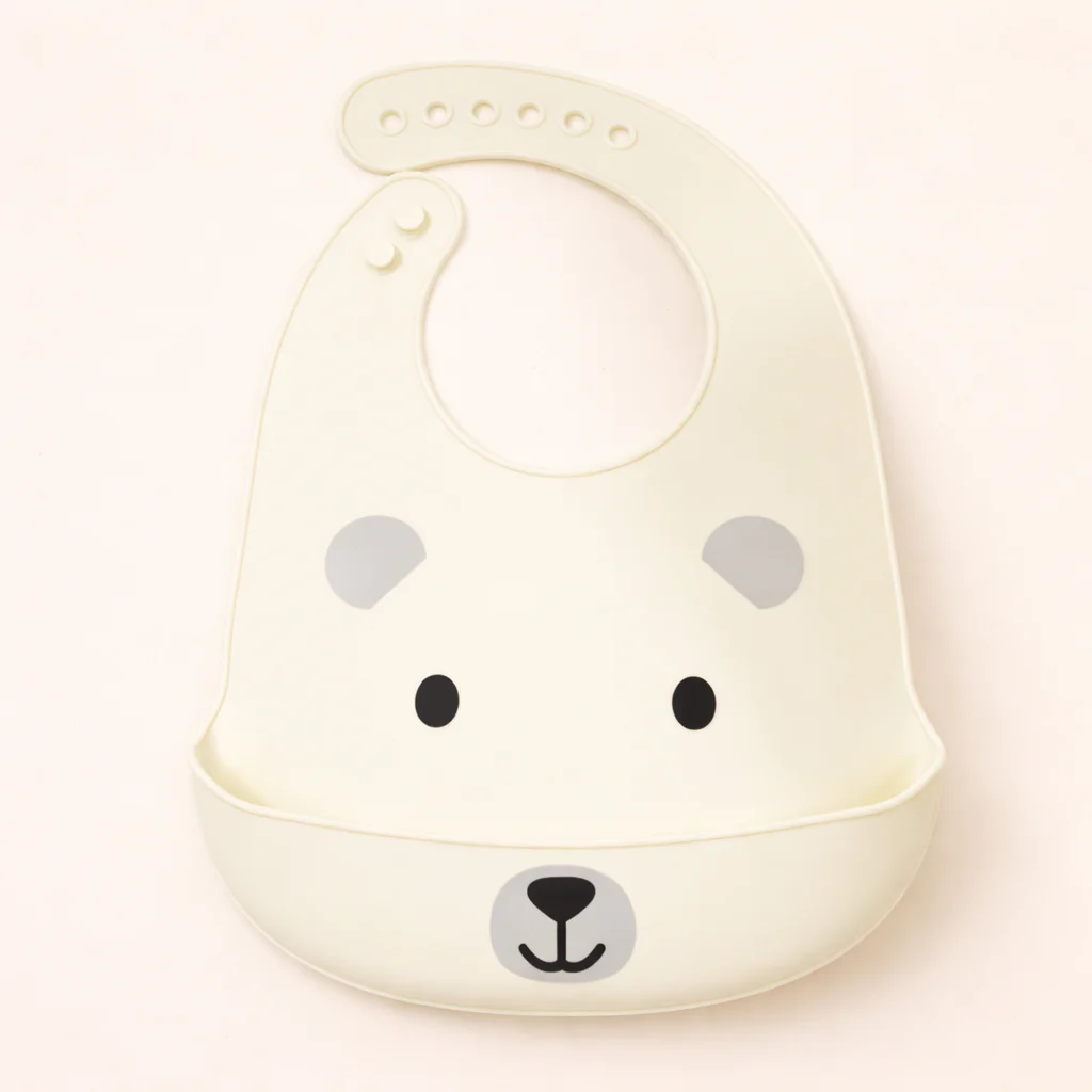 Baby Silicon Bib Bear Off White - Sunshine