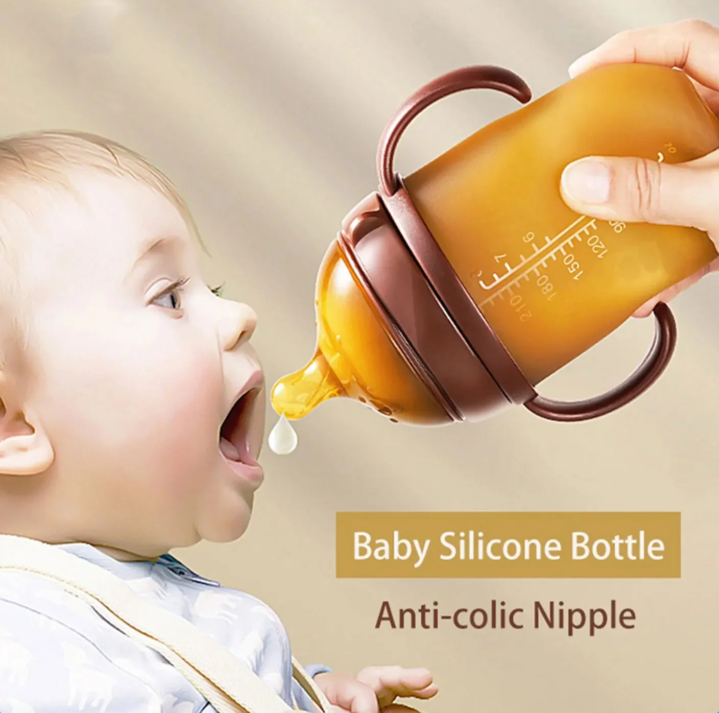 Baby Silicon Feeding Bottle Brown 150Ml - Sunshine - Image 3