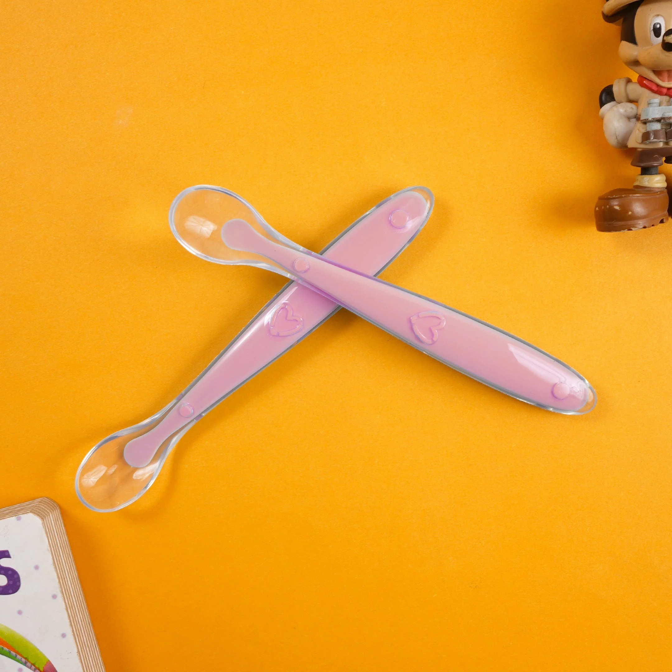 Baby Silicon Feeding Spoon 2Pcs Set Pink - Sunshine - Image 2
