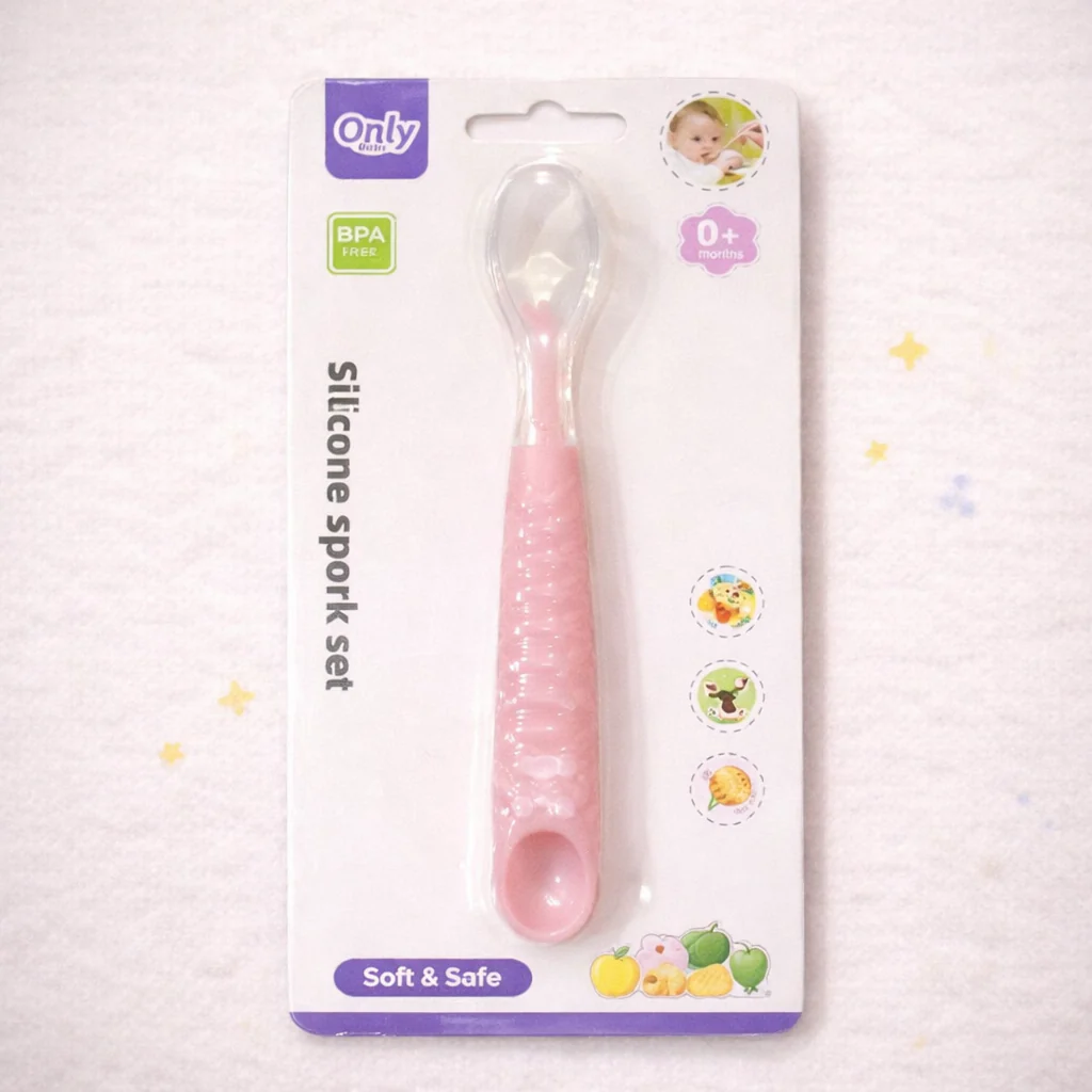 Baby Silicon Feeding Spoon Baby Pink - Sunshine