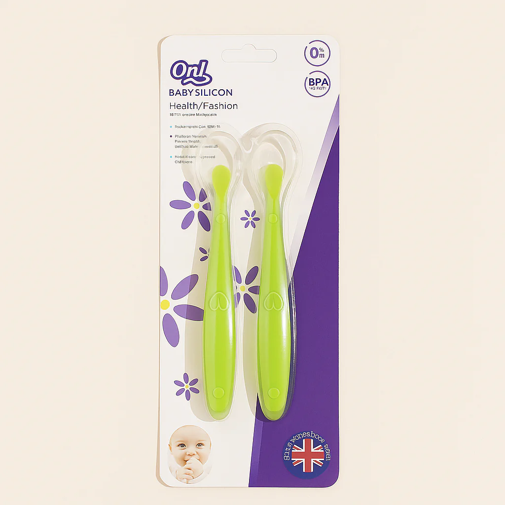 Baby Silicon Feeding Spoon Pack Of 2 Green - Sunshine
