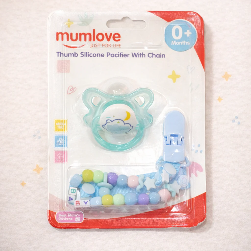 Baby Silicon Pacifier With Chain Bear Blue - Sunshine