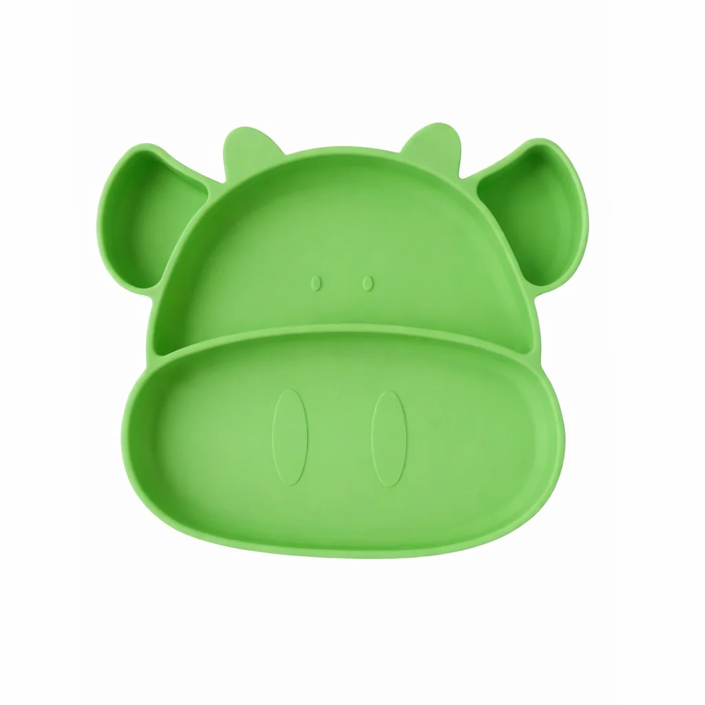 Baby Silicone Feeding Plate Moo Green - Sunshine