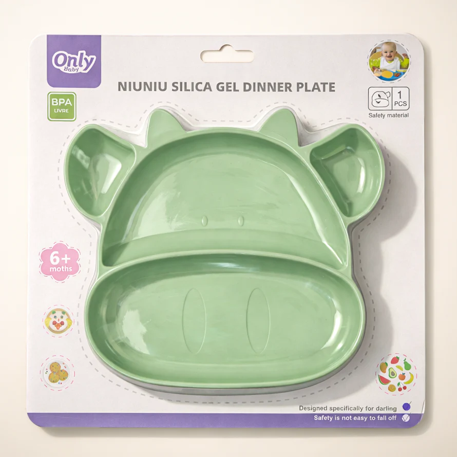 Baby Silicone Feeding Plate Moo Green - Sunshine - Image 4