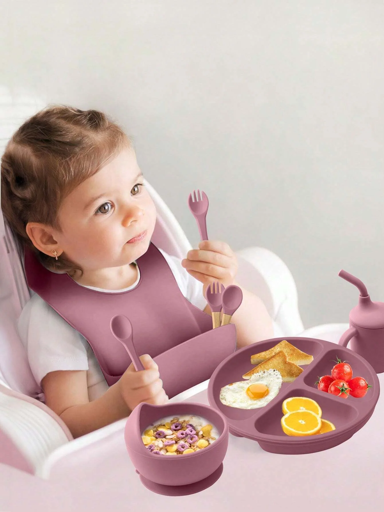 Baby Silicone Tableware Set 6Pcs Green - Sunshine - Image 5