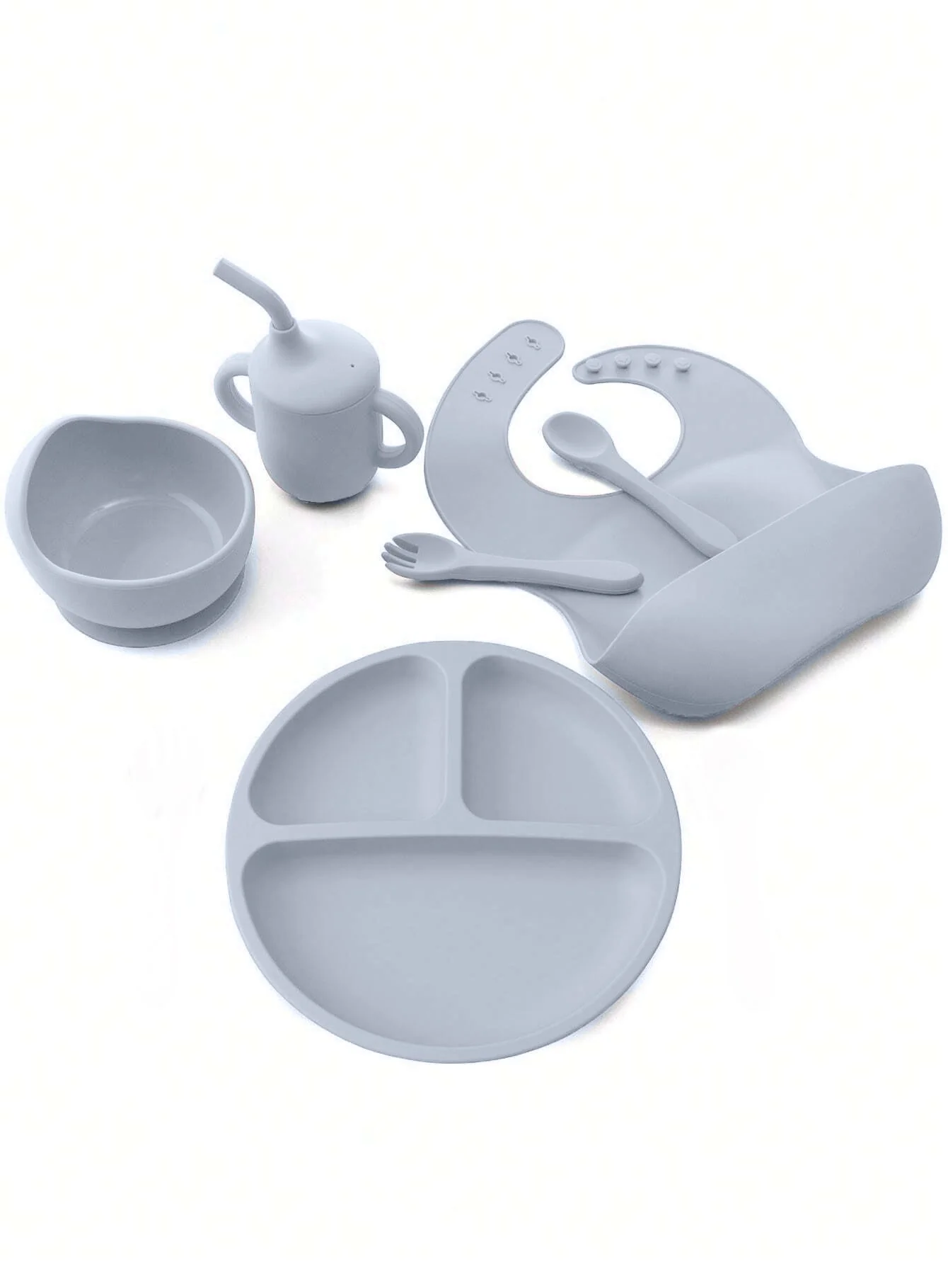 Baby Silicone Tableware Set 6Pcs Grey - Sunshine - Image 2