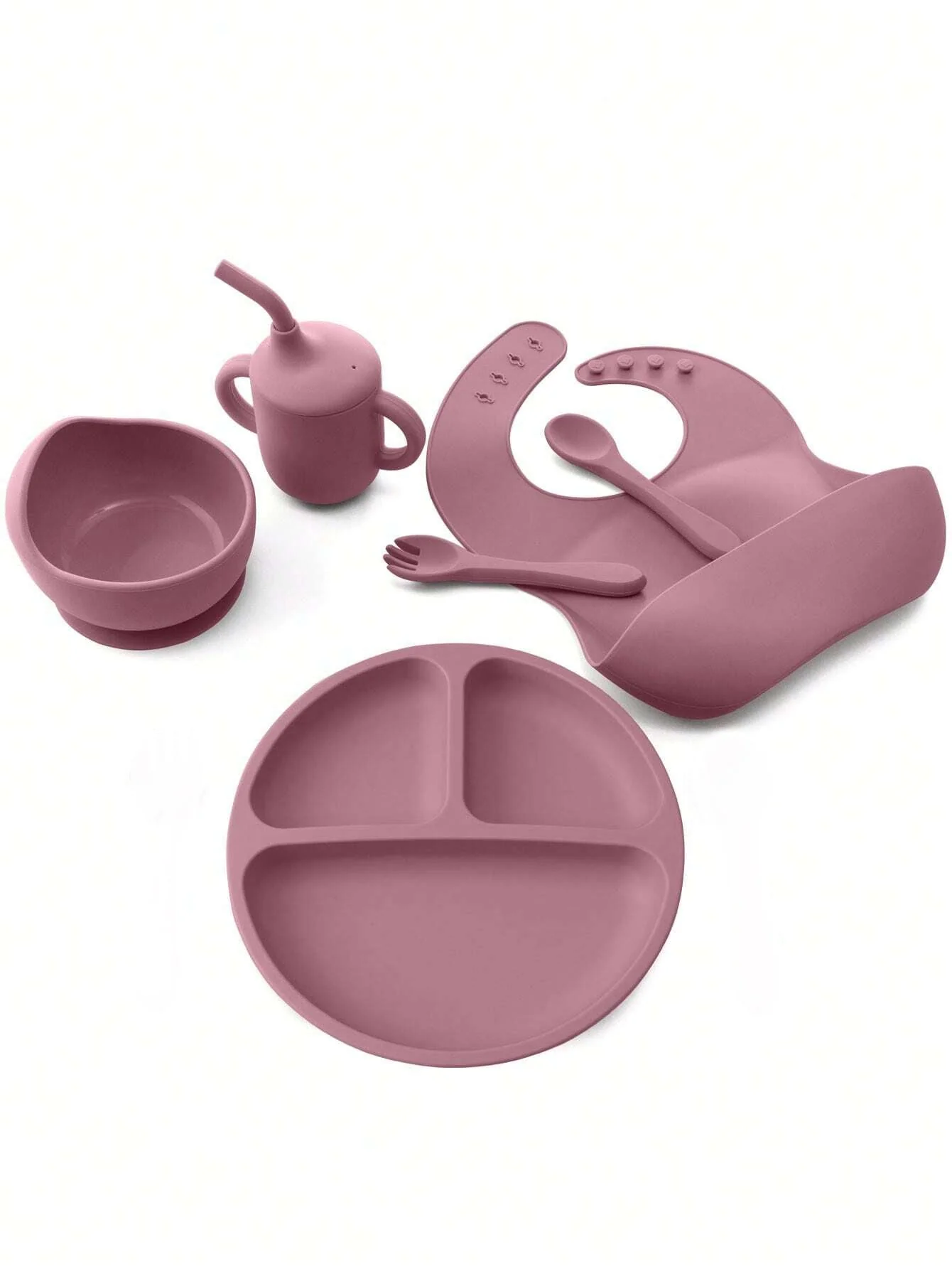 Baby Silicone Tableware Set 6Pcs Maroon - Sunshine - Image 2