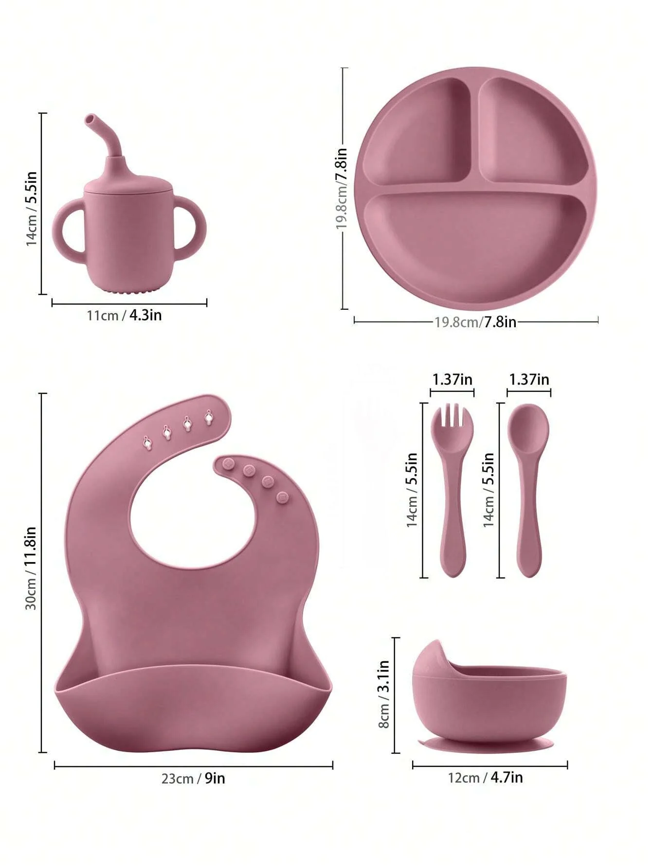 Baby Silicone Tableware Set 6Pcs Maroon - Sunshine - Image 3