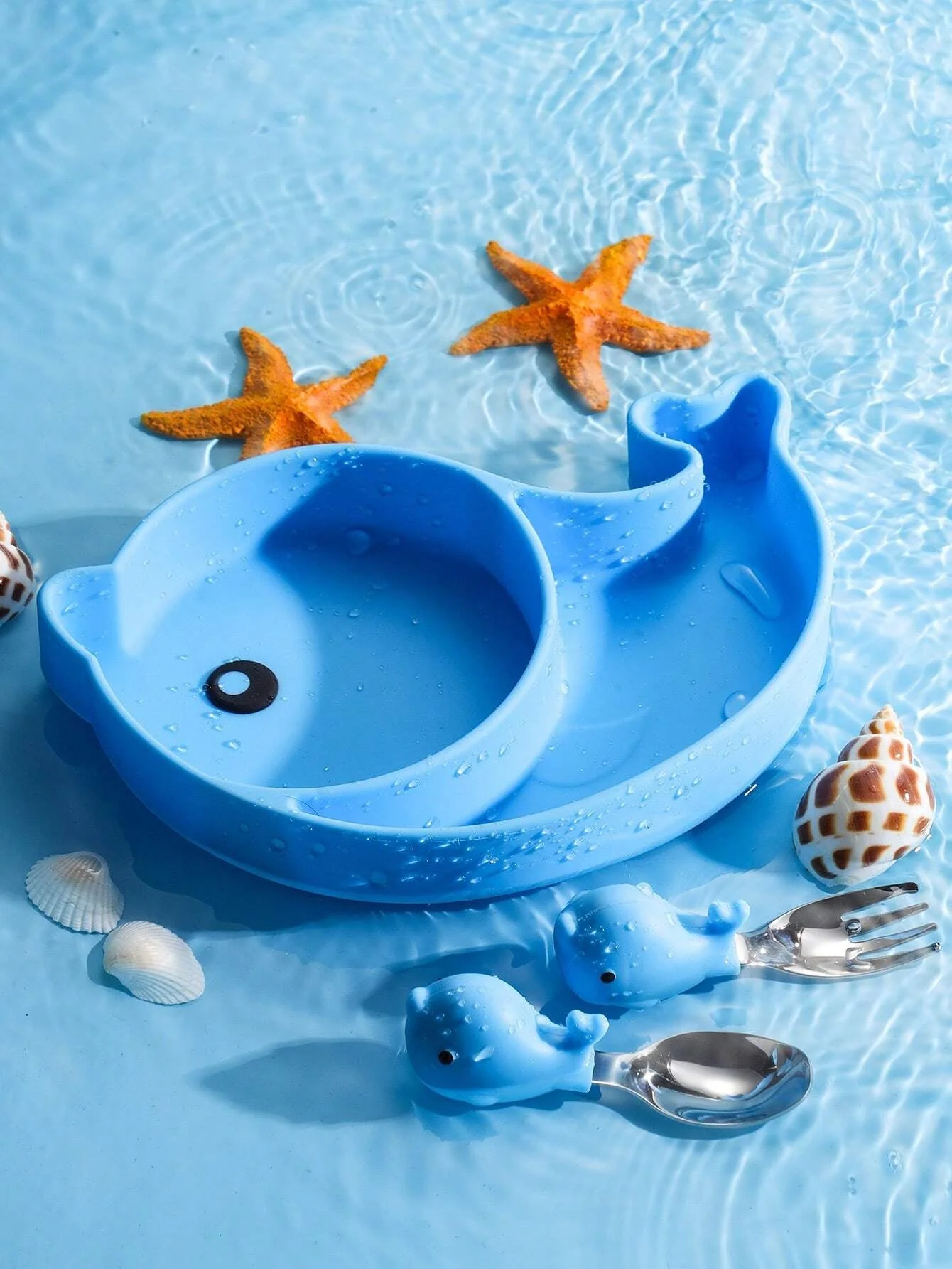 Baby Silicone Tableware Set Dolphin Blue - Sunshine - Image 11