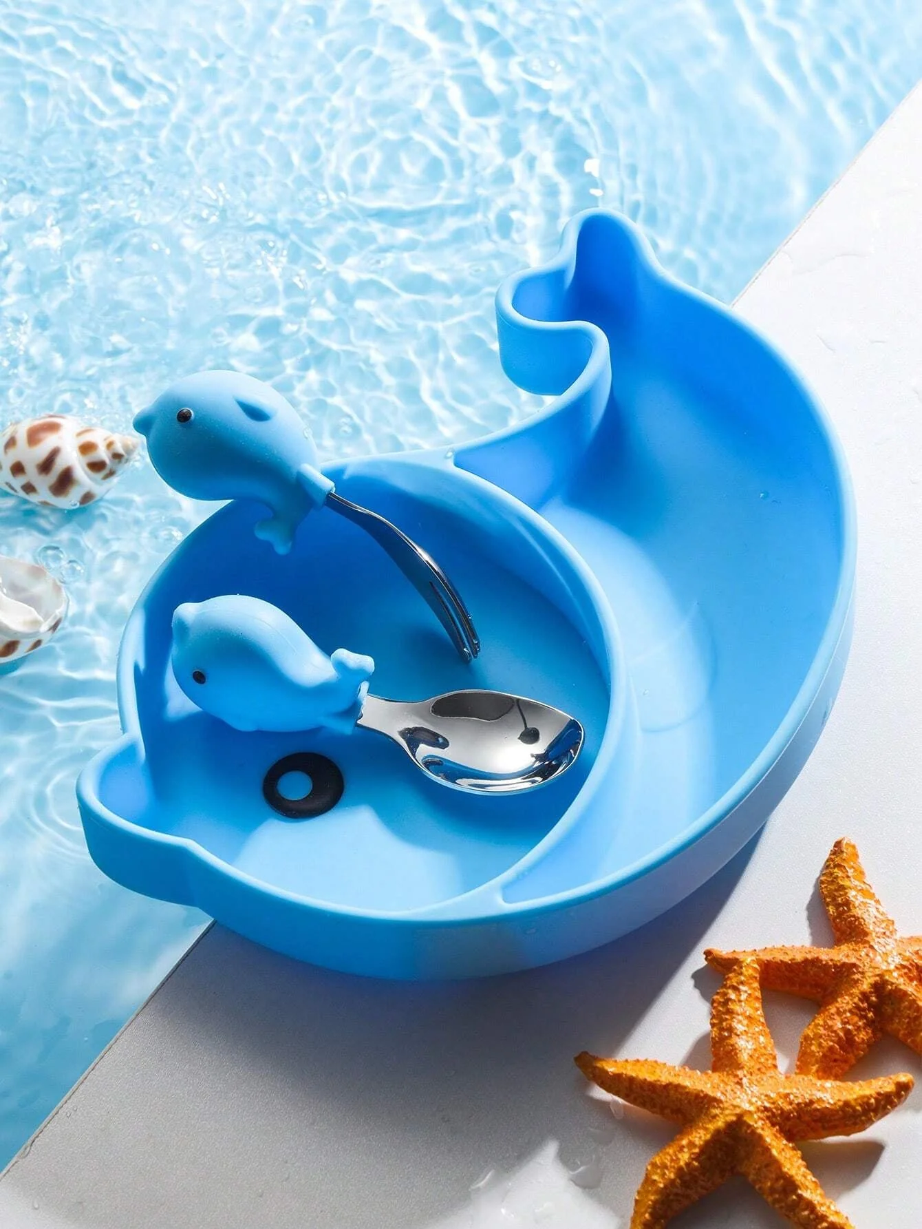 Baby Silicone Tableware Set Dolphin Blue - Sunshine - Image 3