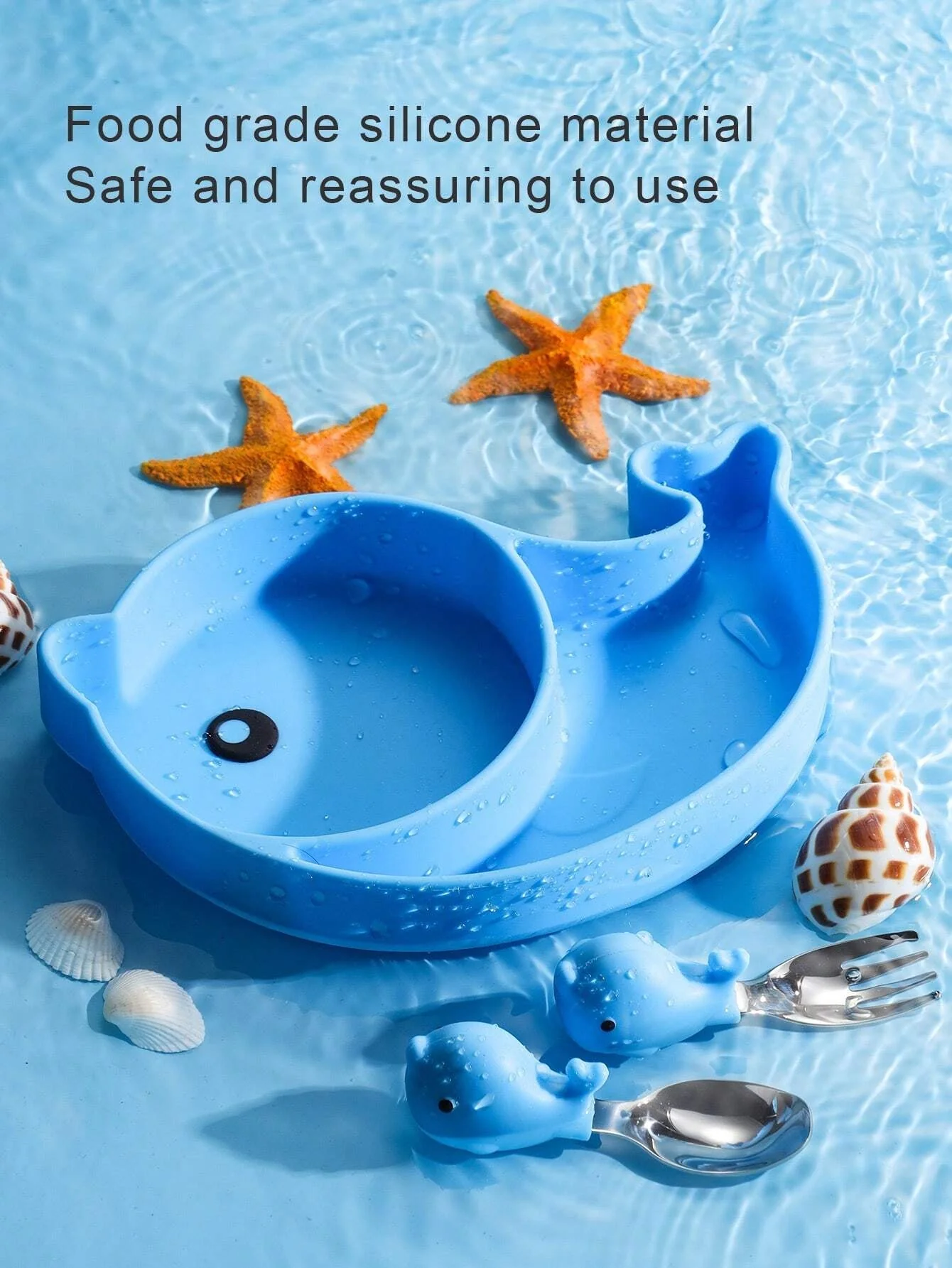 Baby Silicone Tableware Set Dolphin Blue - Sunshine - Image 4