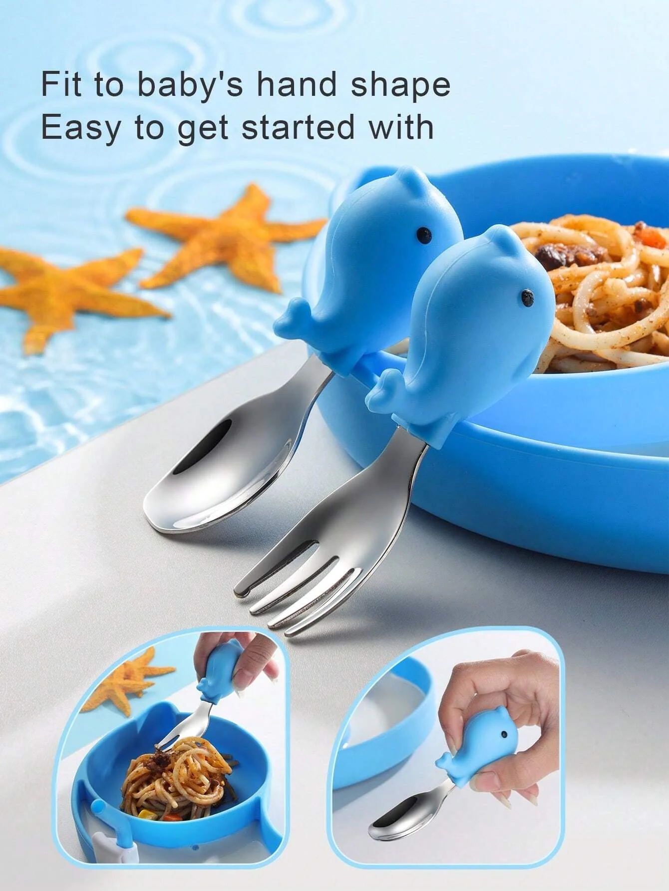 Baby Silicone Tableware Set Dolphin Blue - Sunshine - Image 7