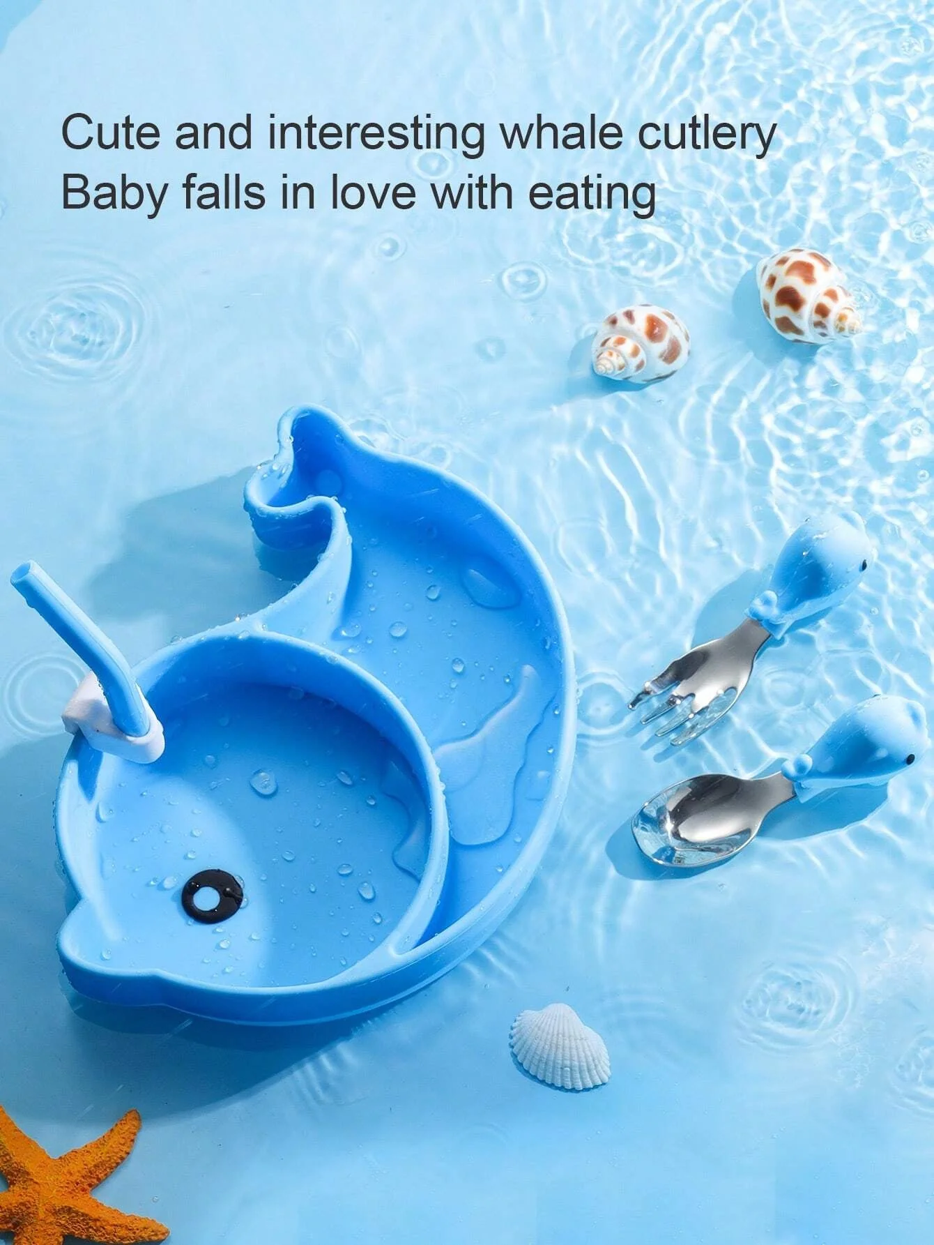 Baby Silicone Tableware Set Dolphin Blue - Sunshine - Image 8