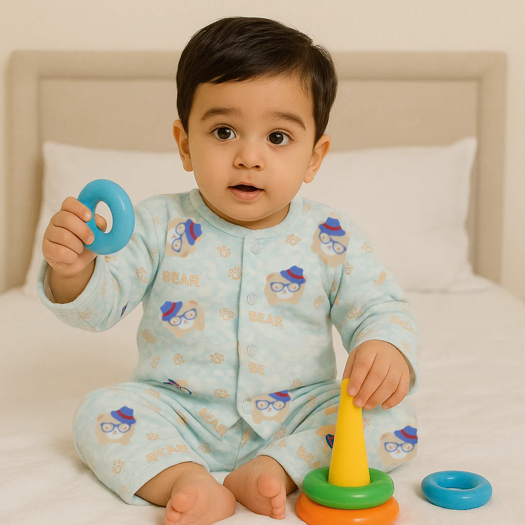 Baby Sleepsuit Bear Blue - Sunshine - Image 2