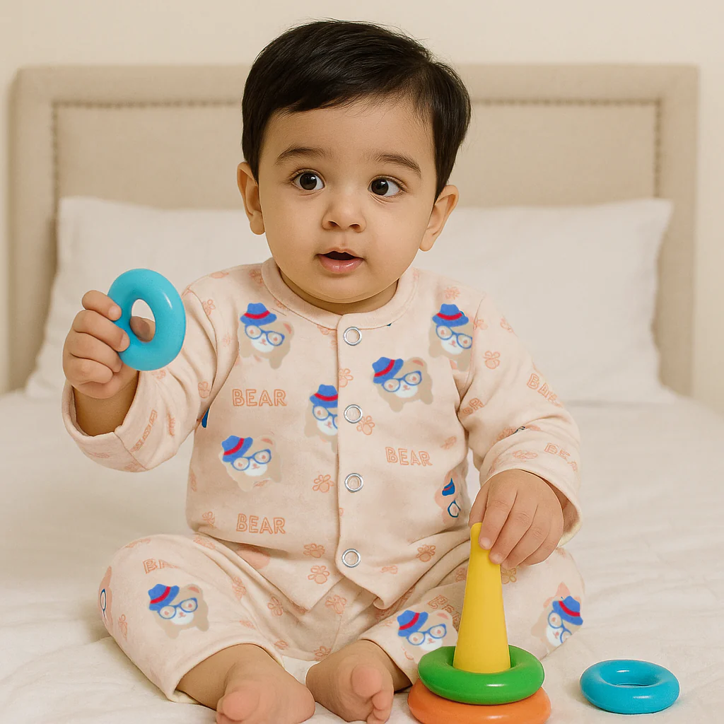 Baby Sleepsuit Bear Pink - Sunshine - Image 2