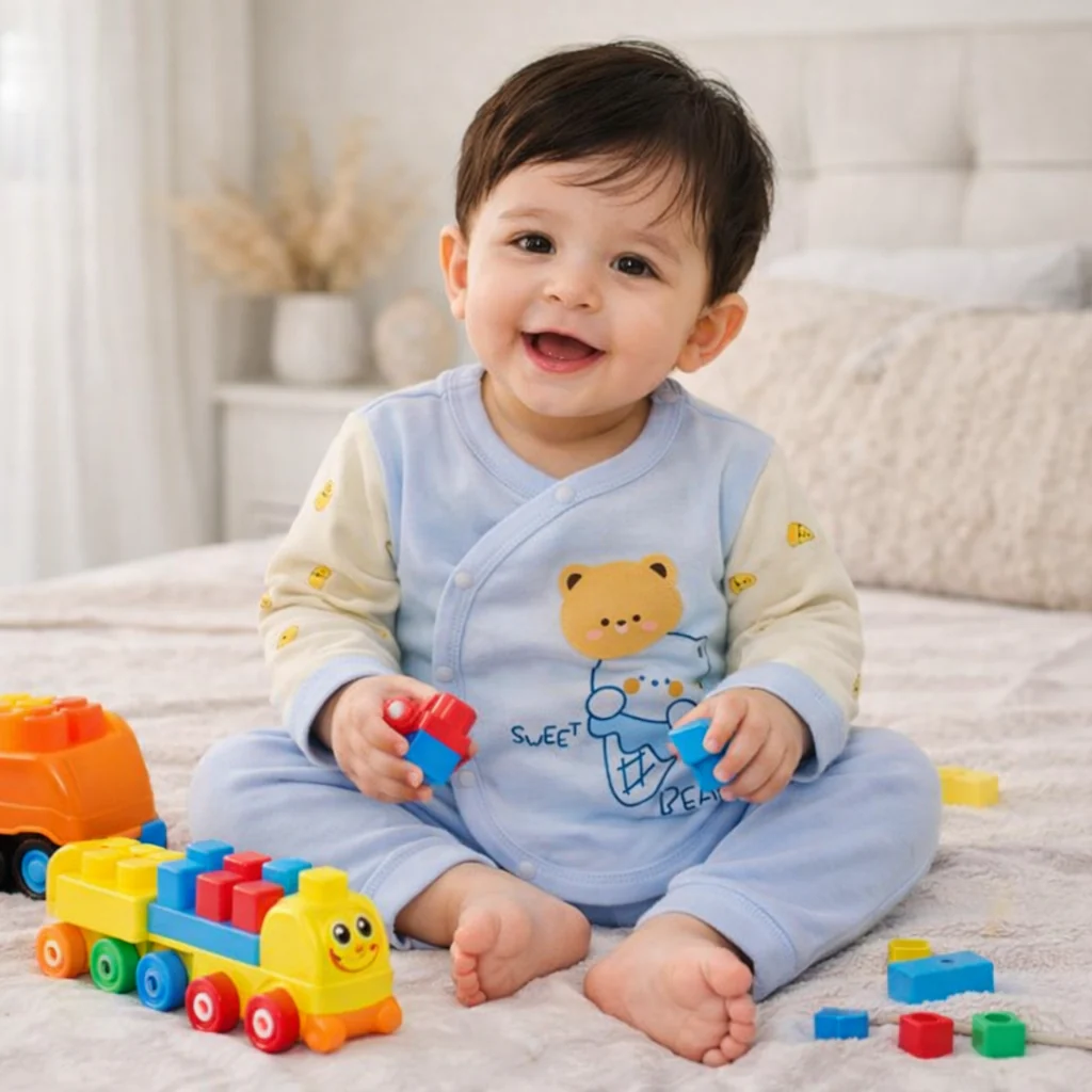 Baby Sleepsuit Cute Bear Blue - Sunshine - Image 2