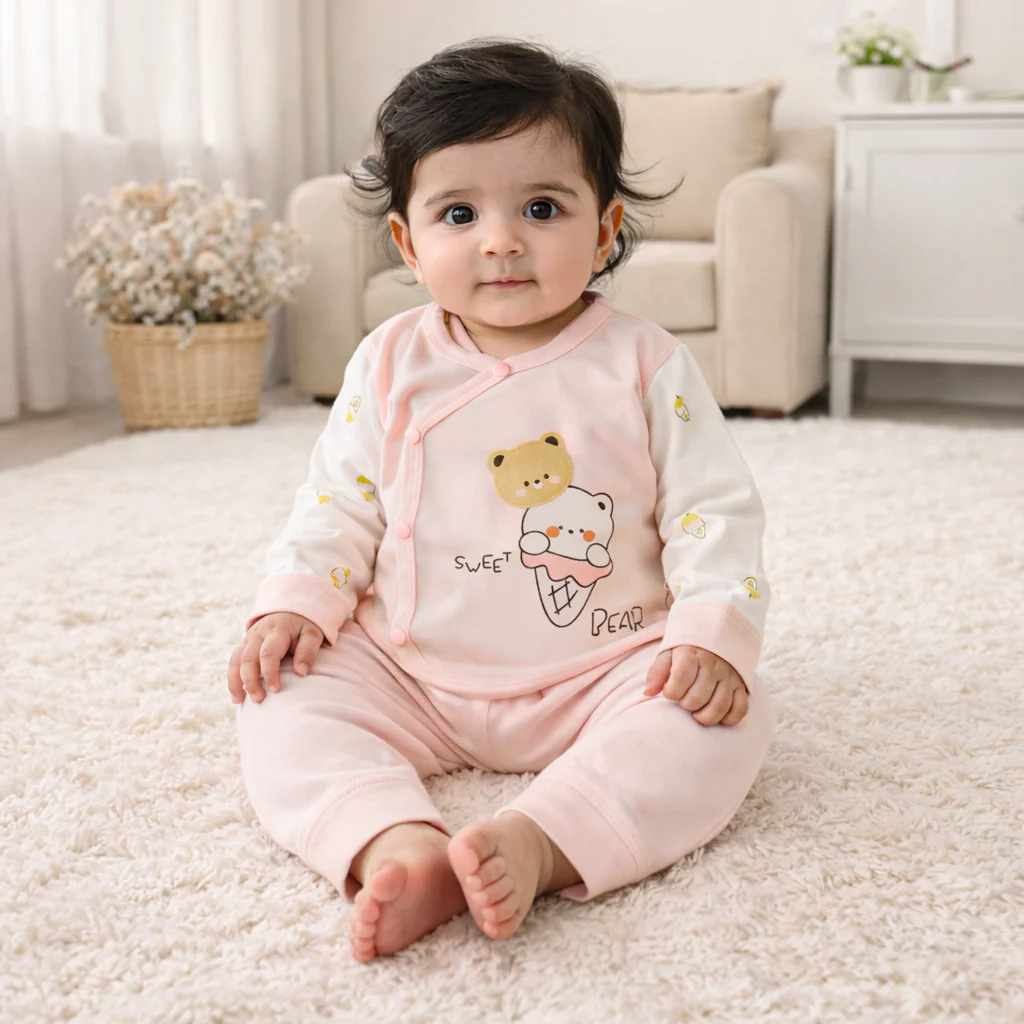 Baby Sleepsuit Cute Bear Pink - Sunshine - Image 2