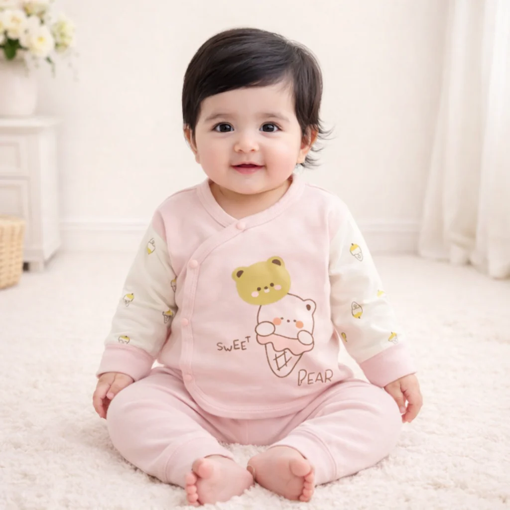 Baby Sleepsuit Cute Bear Pink - Sunshine - Image 3