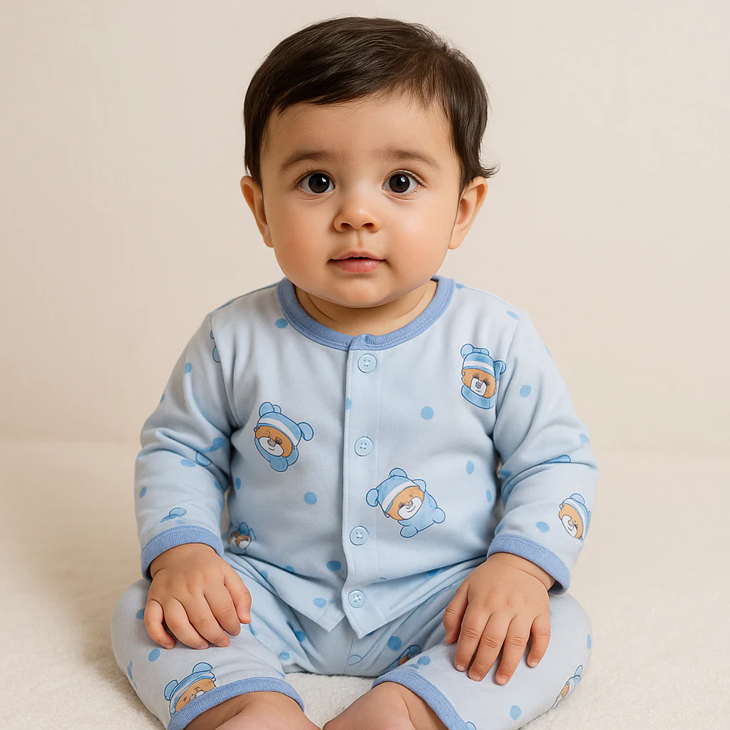 Baby Sleepsuit Fleece Astronaut Bear Blue - Sunshine - Image 2