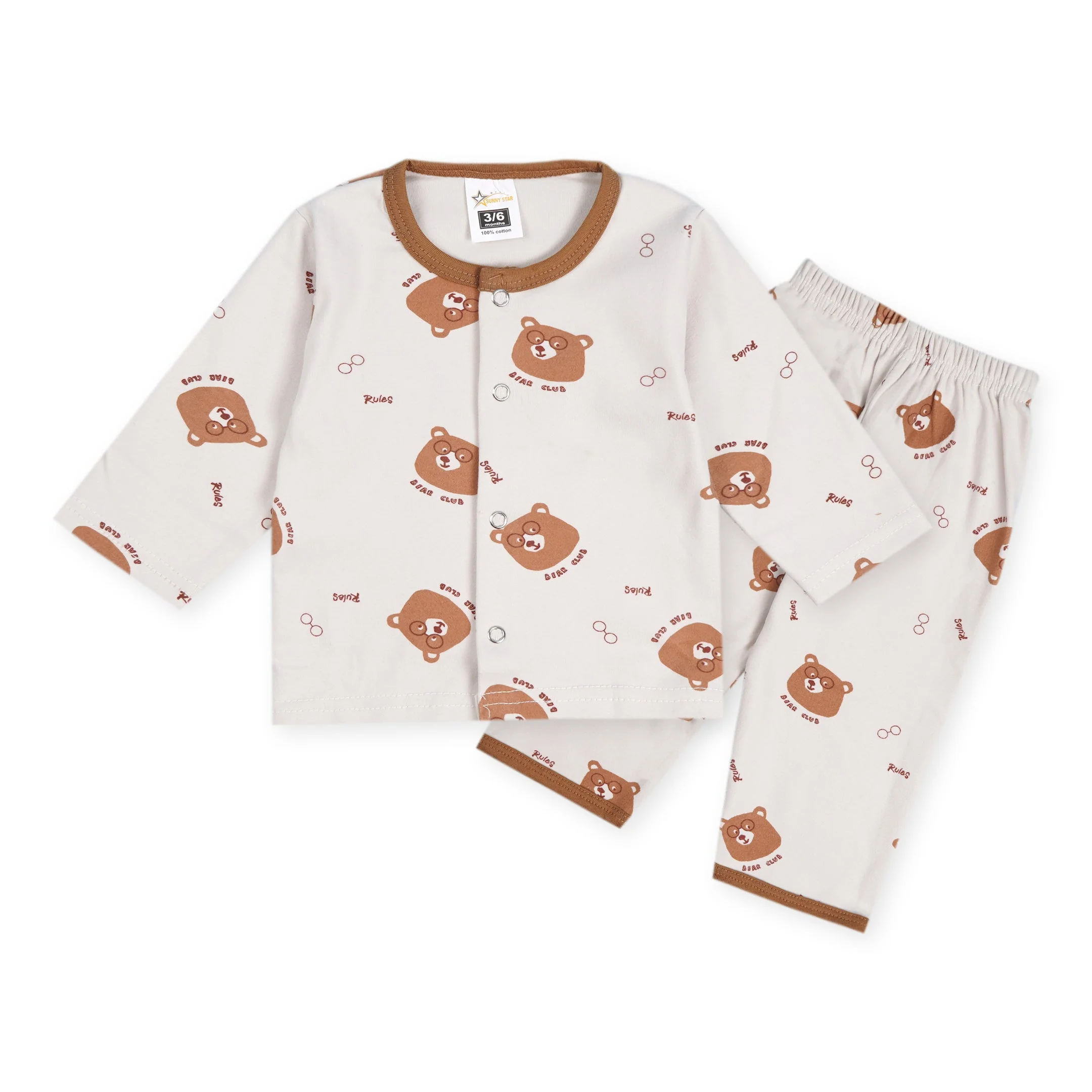 Baby Sleepsuit Fleece Bear Brown - Sunshine