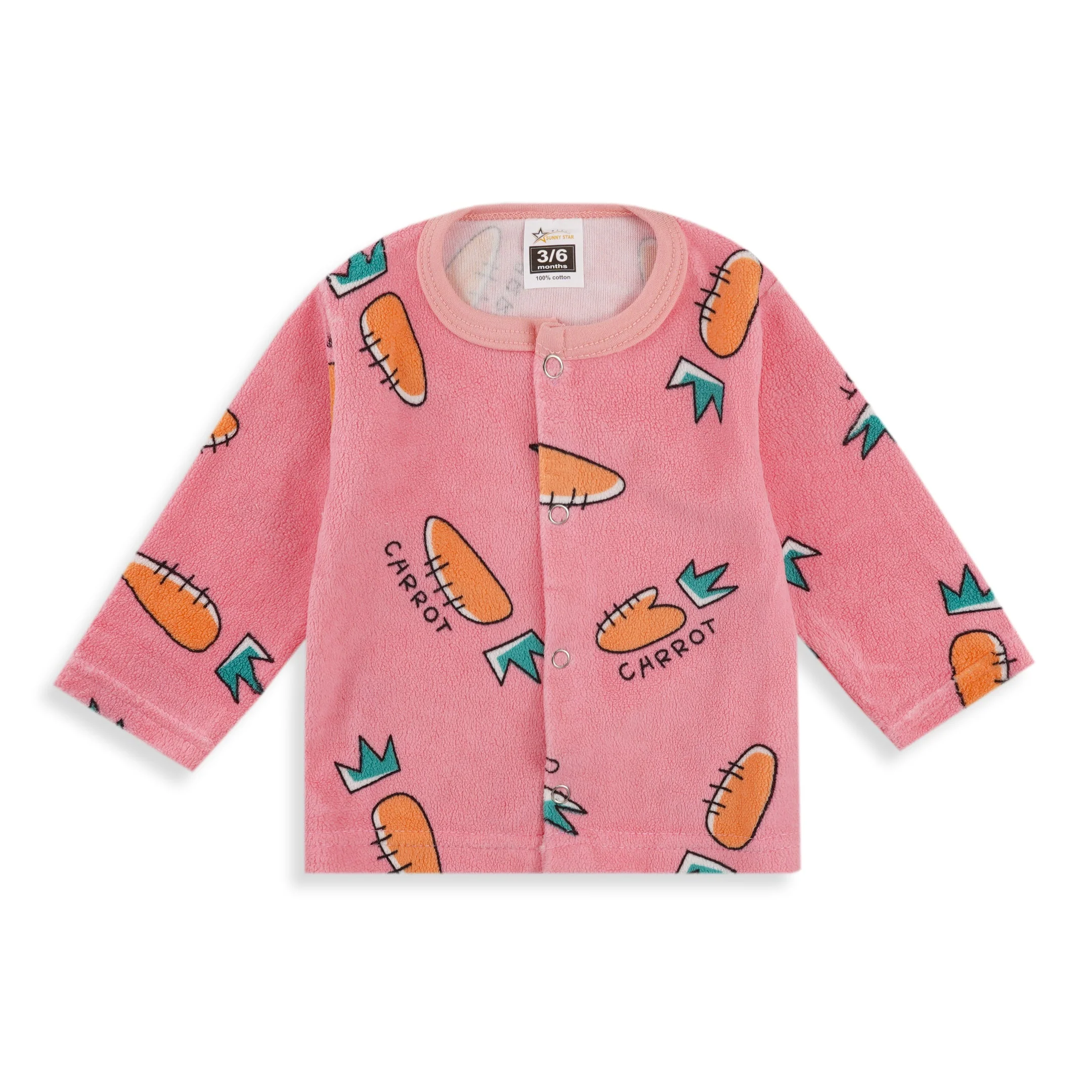 Baby Sleepsuit Fleece Carrot Pink - Sunshine - Image 2