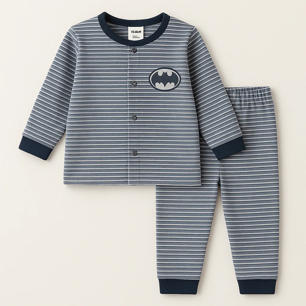 Baby Sleepsuit Fleece Stripes Navy Blue - Sunshine