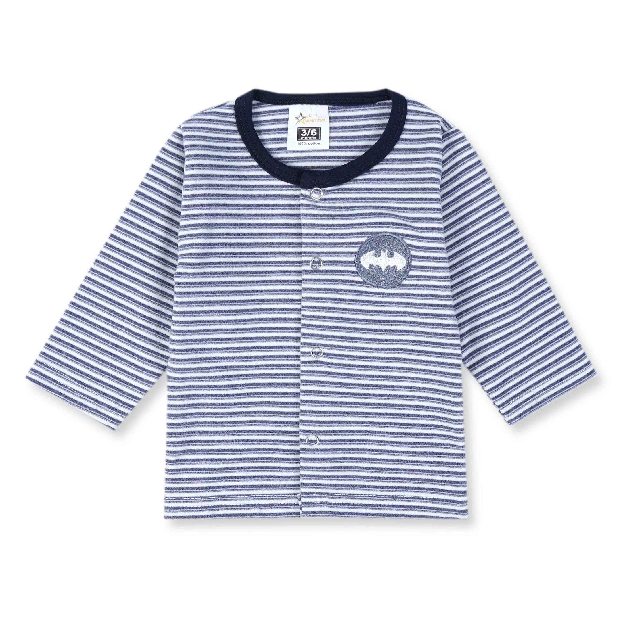 Baby Sleepsuit Fleece Stripes Navy Blue - Sunshine - Image 5