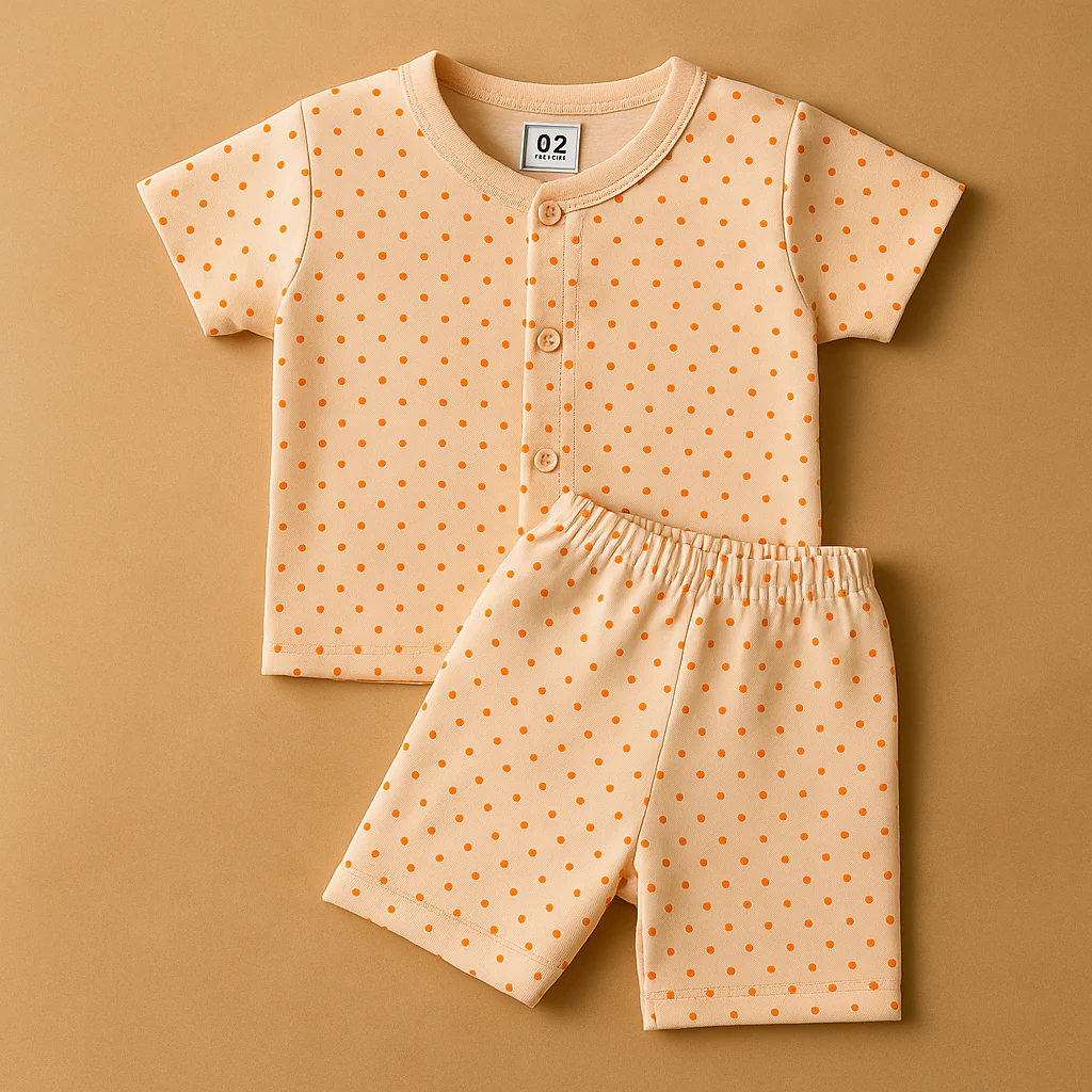 Baby Sleepsuit Polka Dots Orange - Sunshine