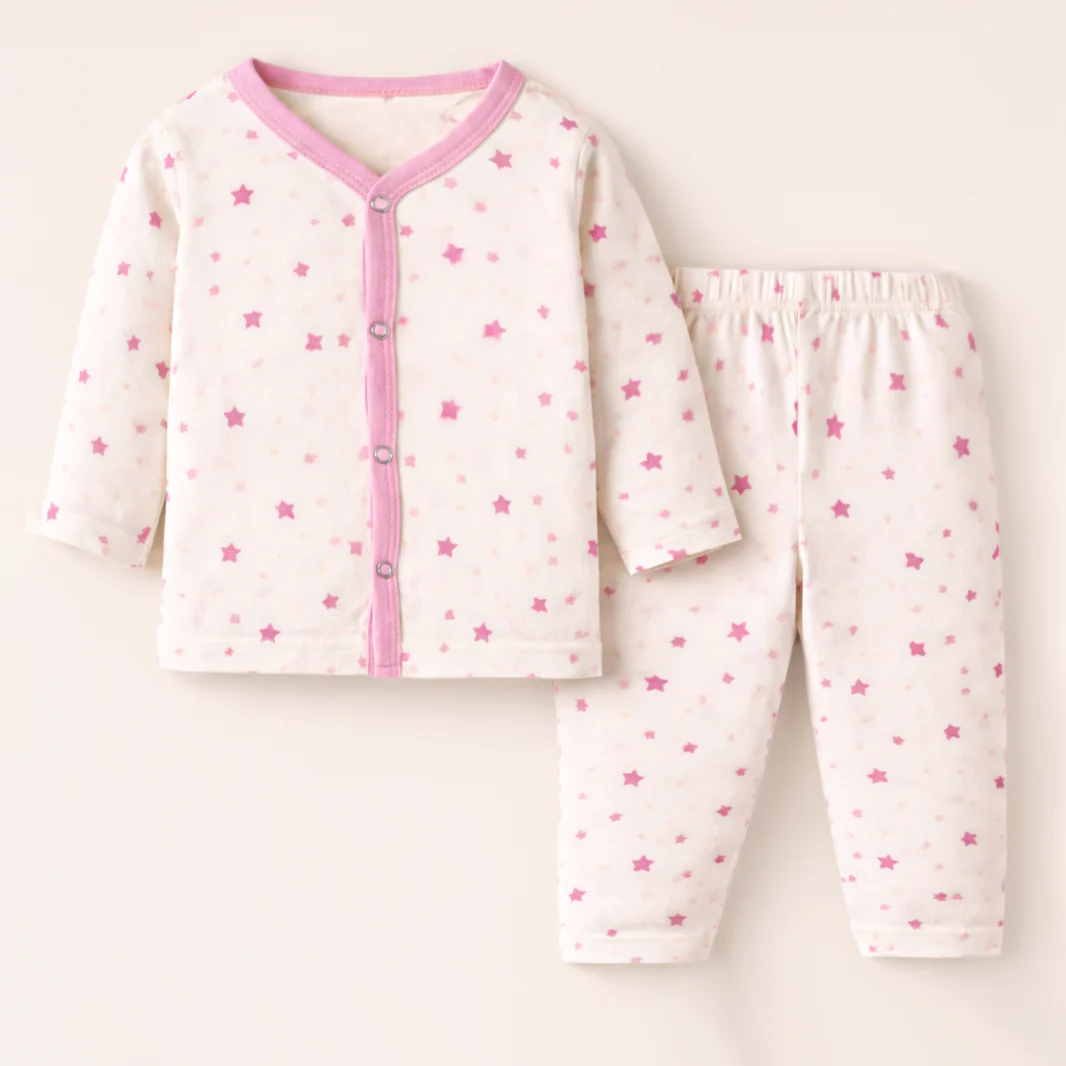 Baby Sleepsuit Set Stars Pink & White - Sunshine