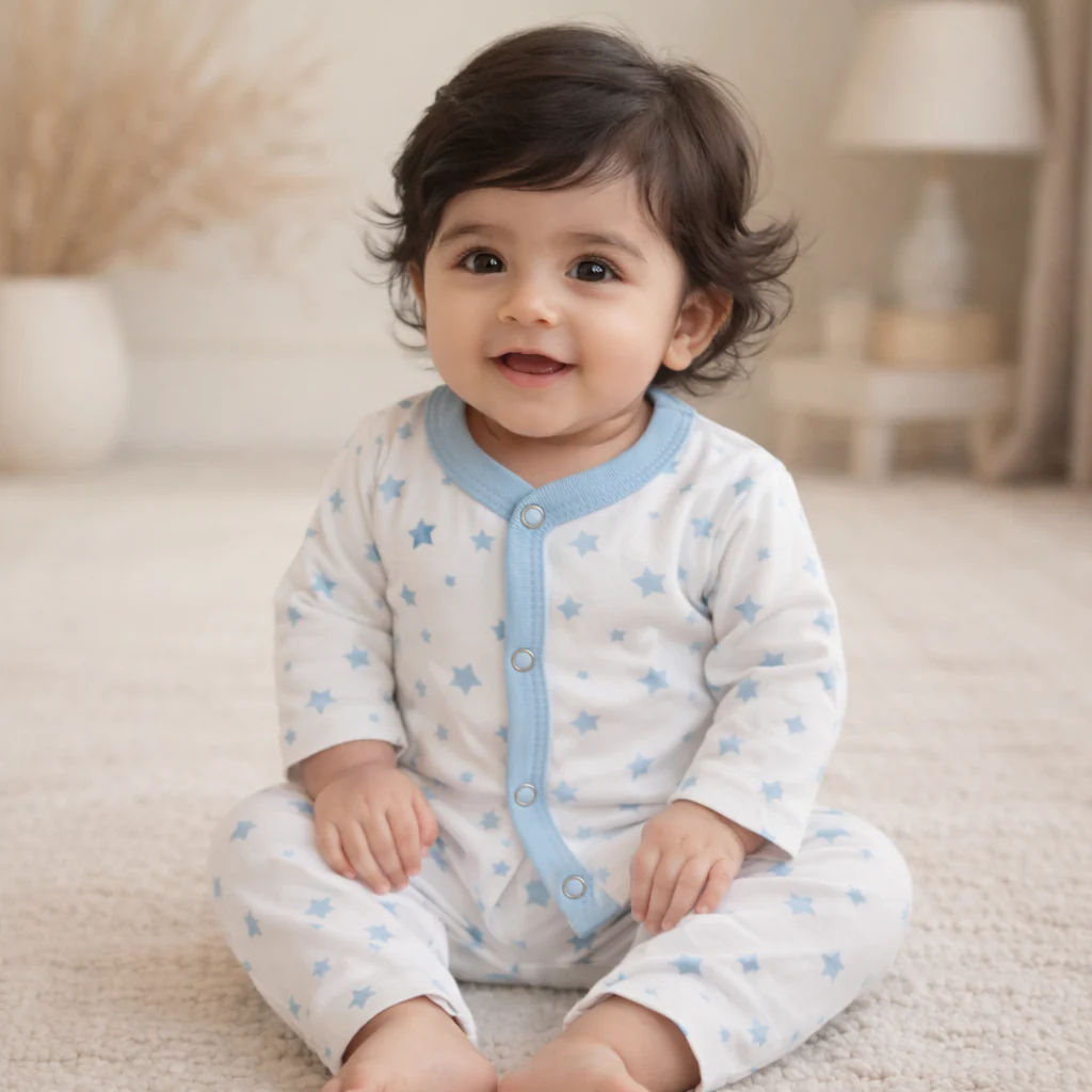 Baby Sleepsuit Stars Blue & White - Sunshine - Image 2