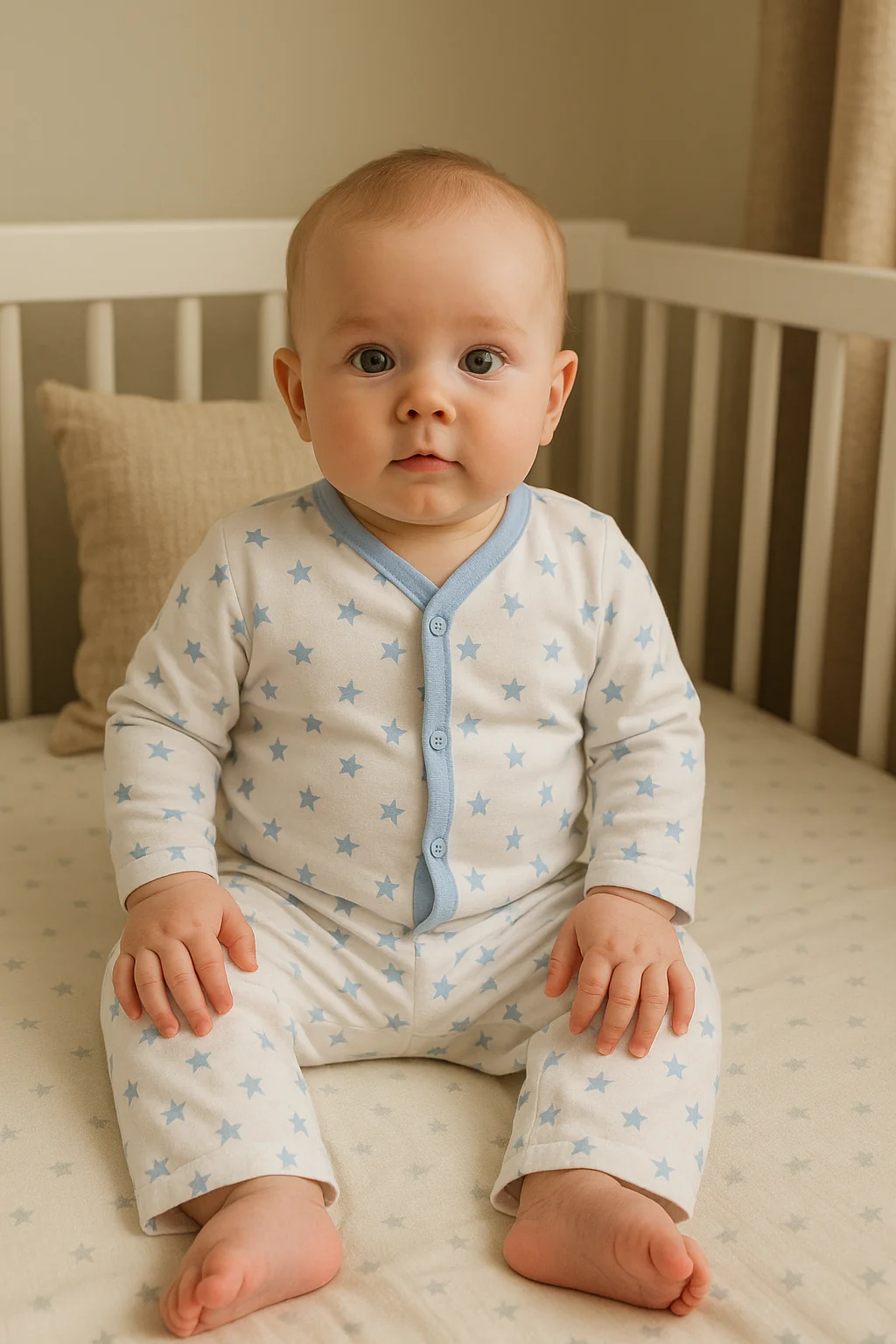 Baby Sleepsuit Stars Blue & White - Sunshine - Image 3