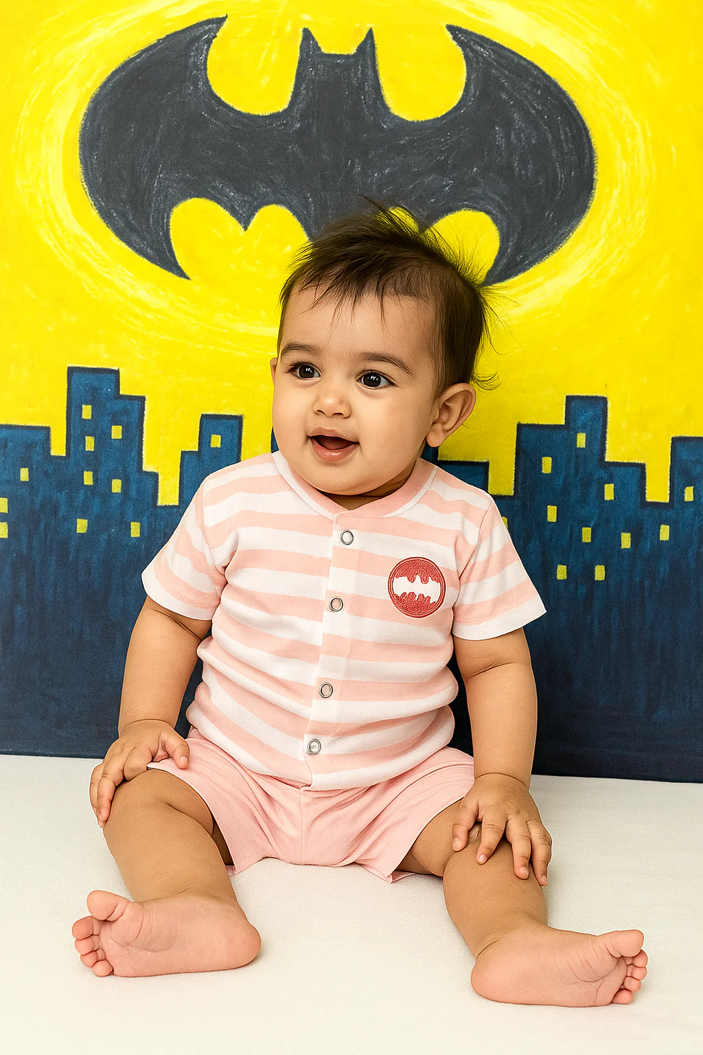 Baby Sleepsuit Wide Stripes Peach - Sunshine - Image 2