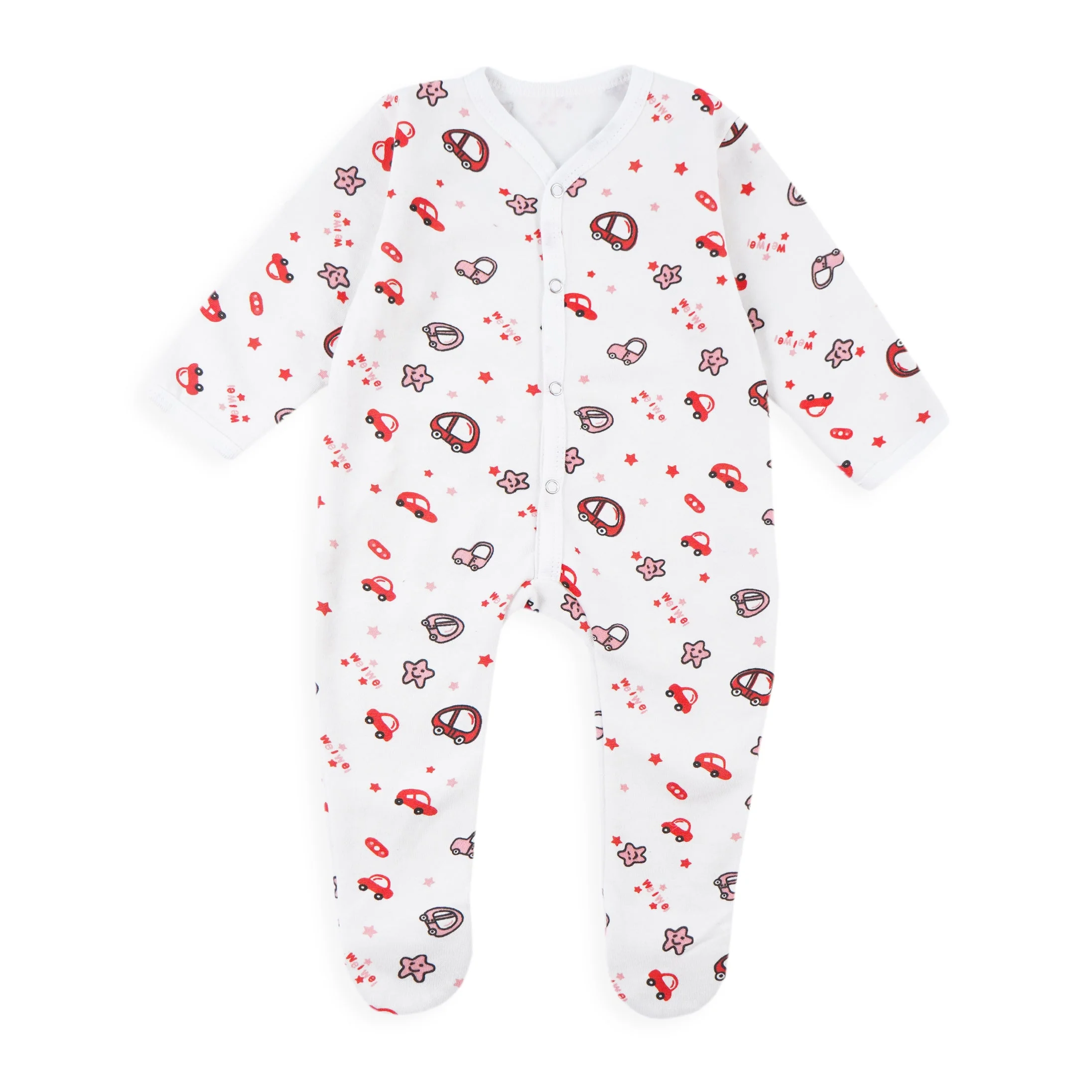 Baby Sleepsuit With Attached Socks 2Pcs Maroon - Oolaa - Image 4
