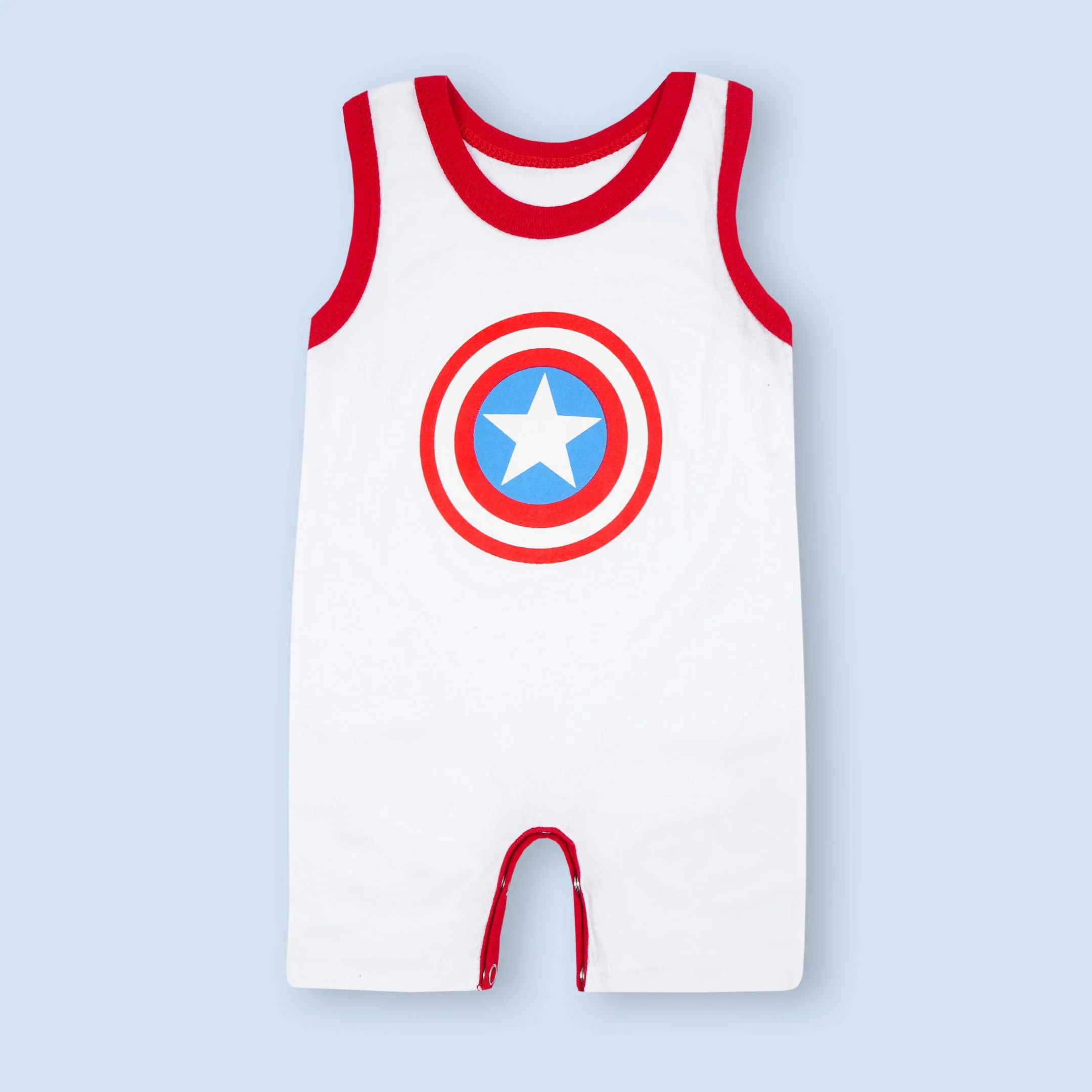 Baby Sleeveless Bodysuit Captain America Red & White - Mini Charm
