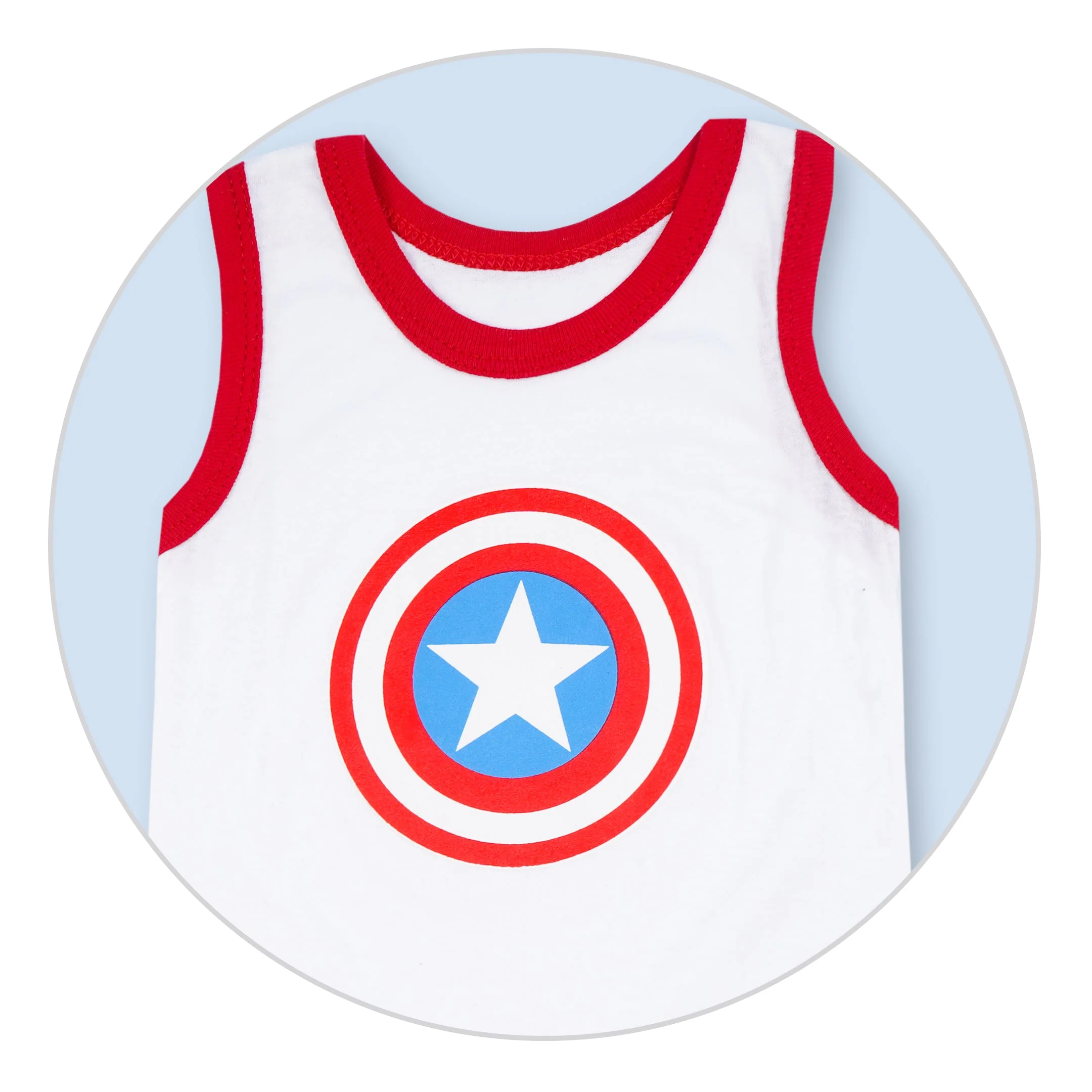 Baby Sleeveless Bodysuit Captain America Red & White - Mini Charm - Image 3