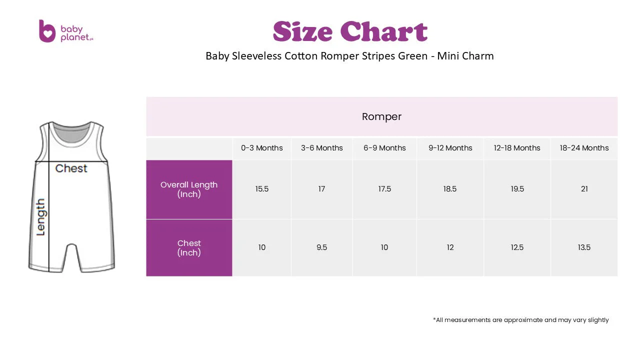 Baby Sleeveless Cotton Romper Stripes Green - Mini Charm - Image 3