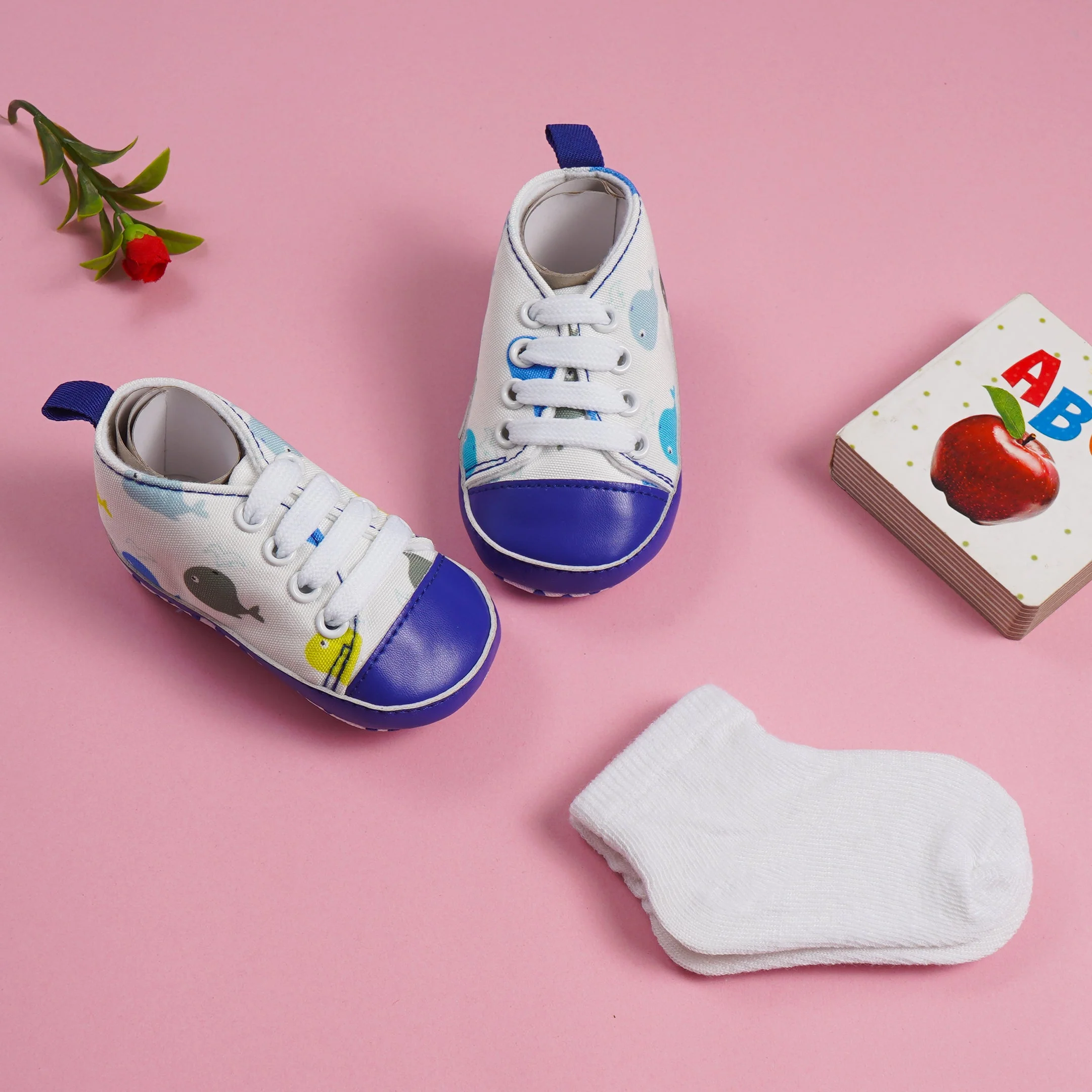 Baby Sneakers & Socks Set Whale Royal Blue - Sunshine