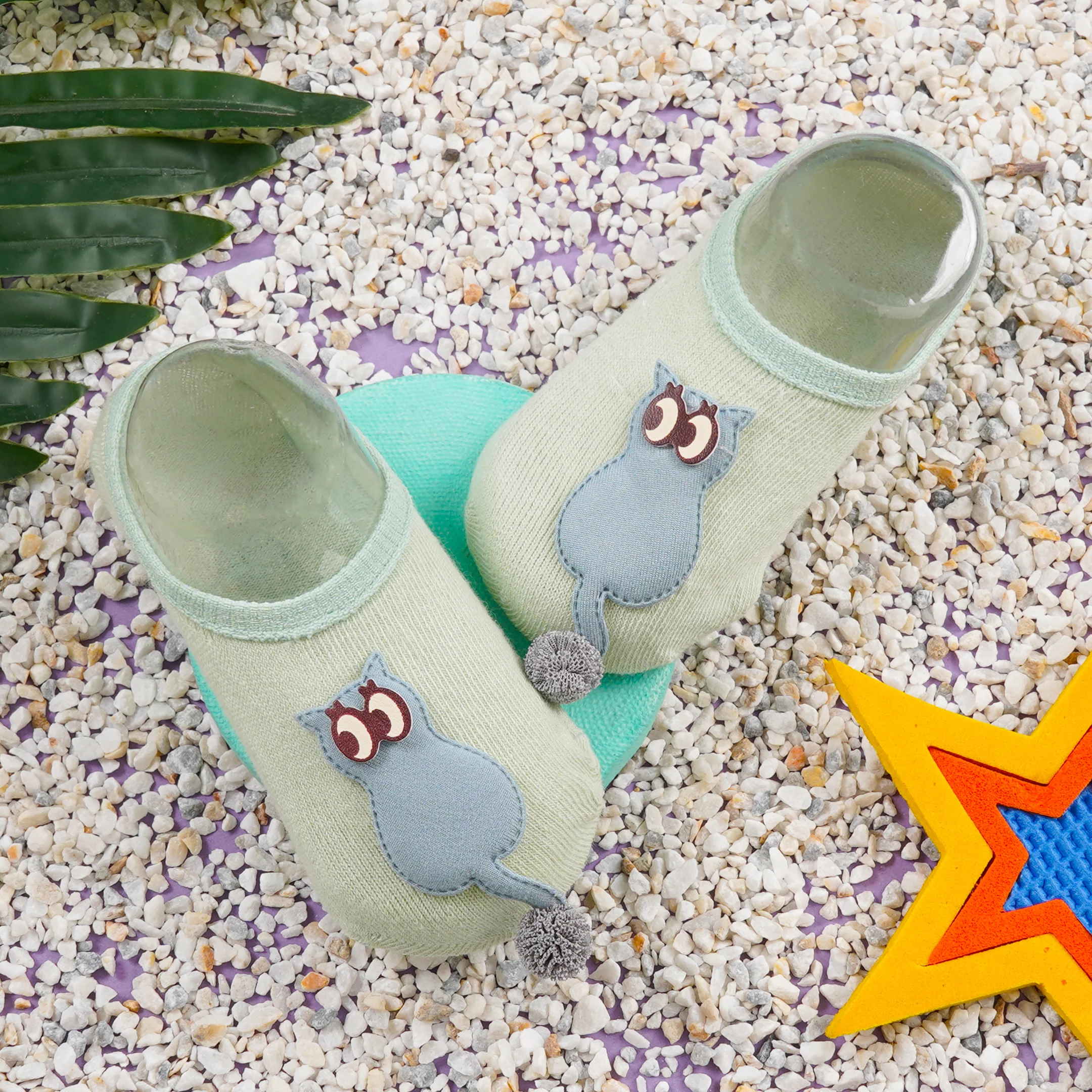 Baby Socks Cat Green - Sunshine