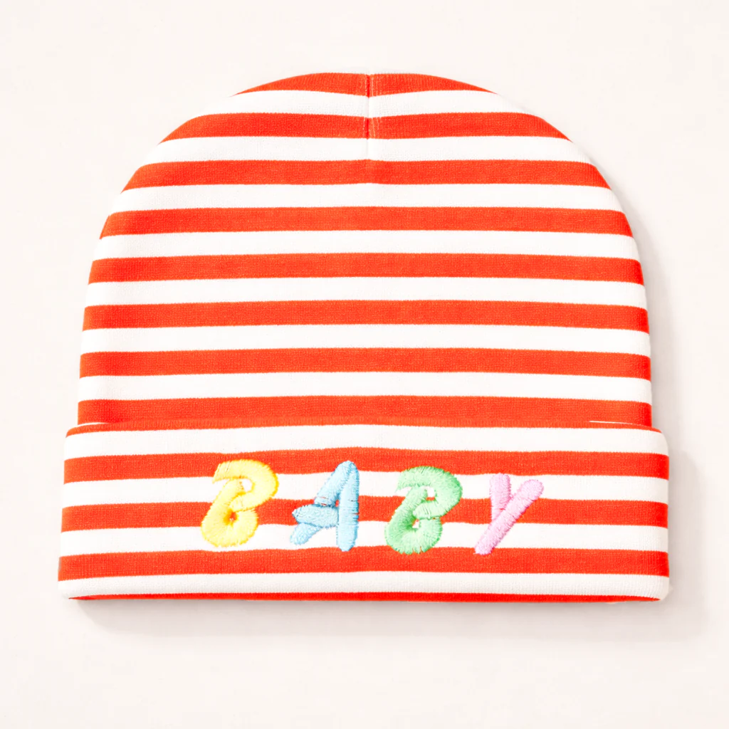 Baby Soft Cotton Cap Stripes Orange - Sunshine