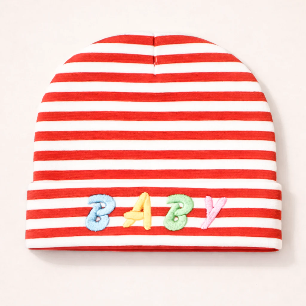 Baby Soft Cotton Cap Stripes Red - Sunshine