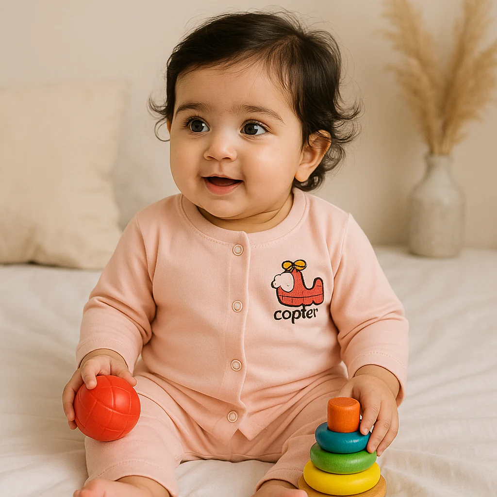 Baby Soft Cotton Sleepsuit Copter Baby Pink - Sunshine - Image 2