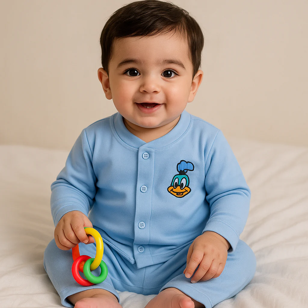 Baby Soft Cotton Sleepsuit Roadrunner Blue - Sunshine - Image 2
