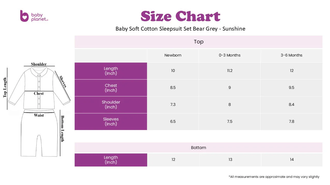 Baby Soft Cotton Sleepsuit Set Bear Grey - Sunshine - Image 3