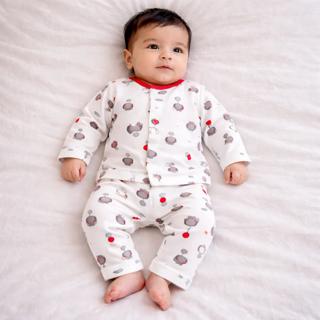 Baby Soft Cotton Sleepsuit Set Elephant White - Sunshine - Image 2