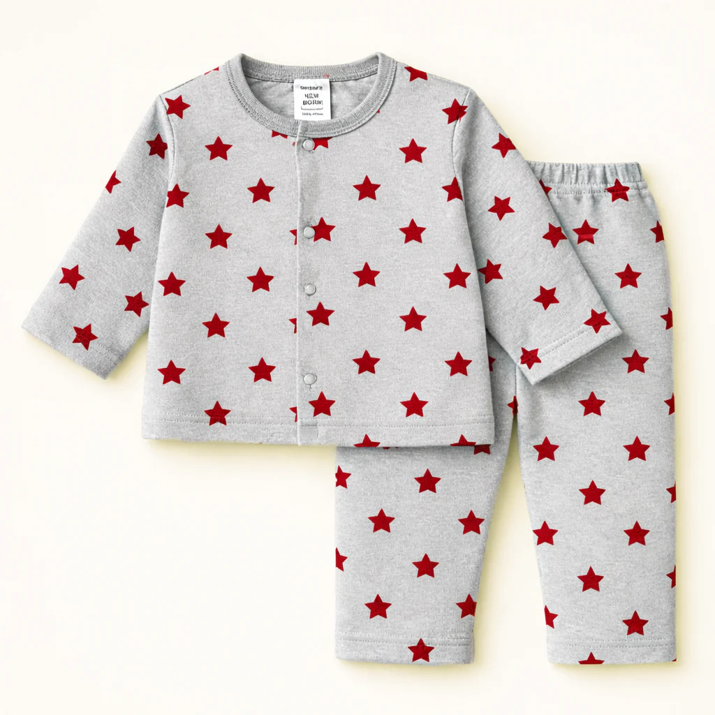 Baby Soft Cotton Sleepsuit Set Star Grey - Sunshine
